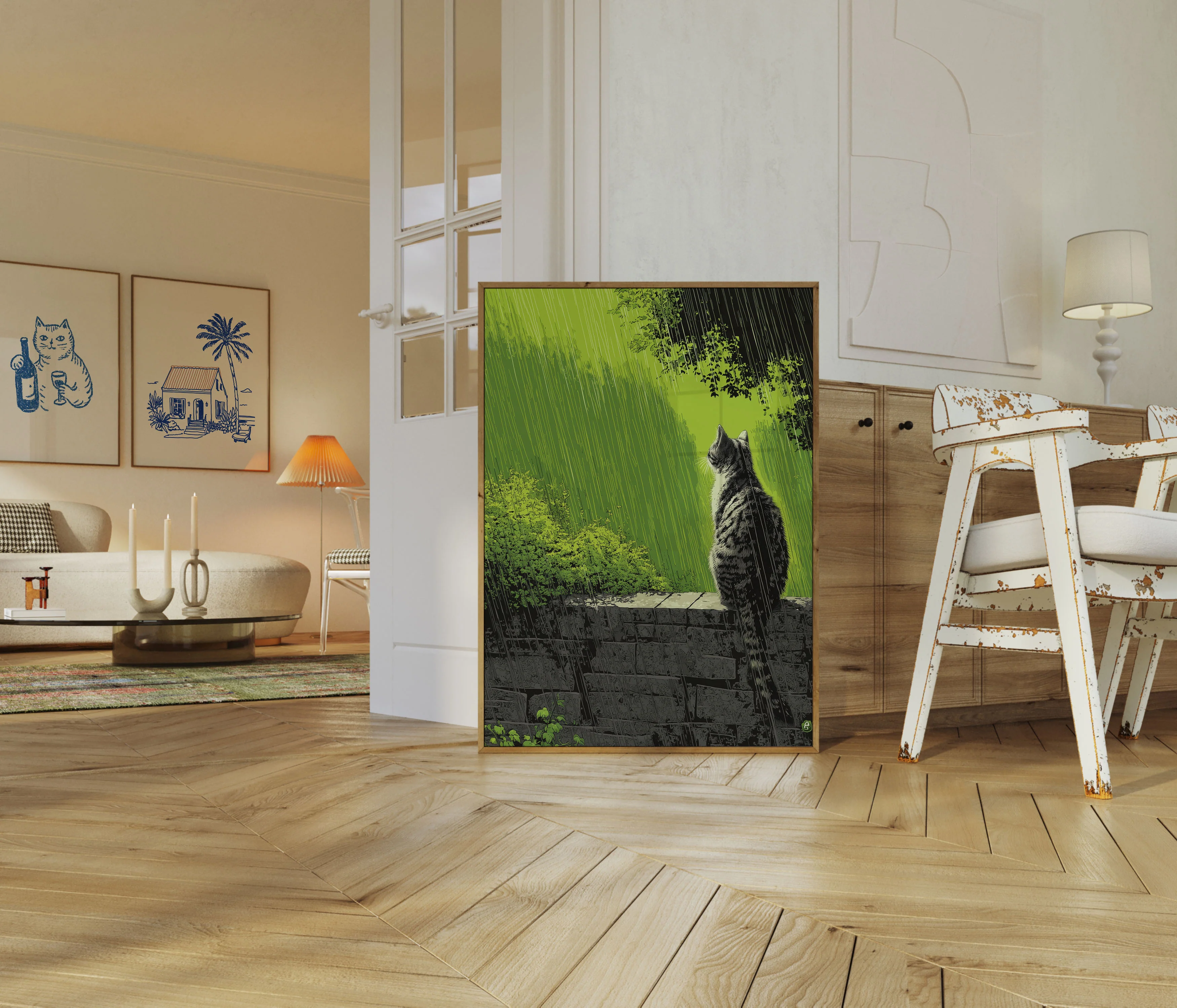 Tabby Cat in Rain Poster - Image 5