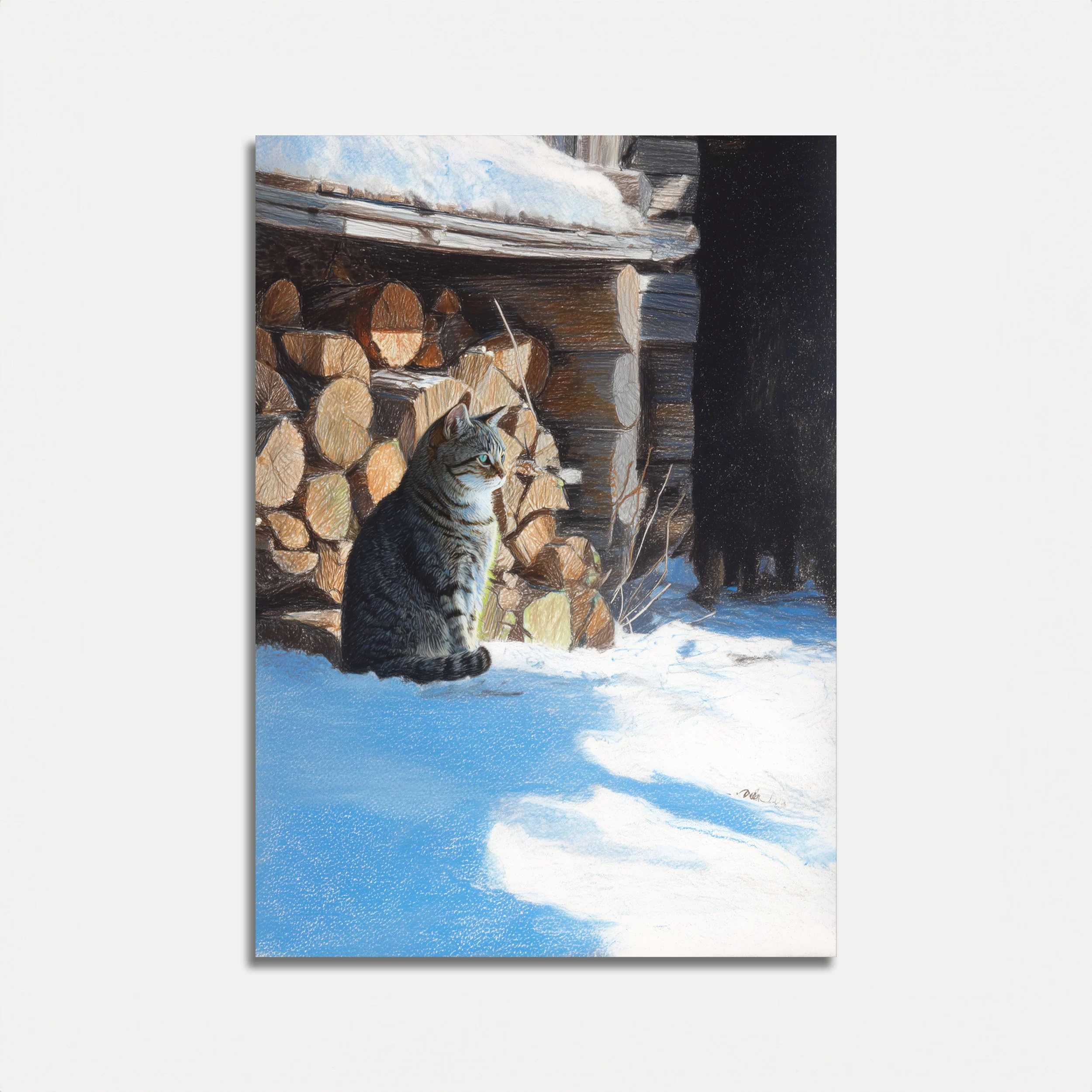 Tabby Cat in Winter Poster