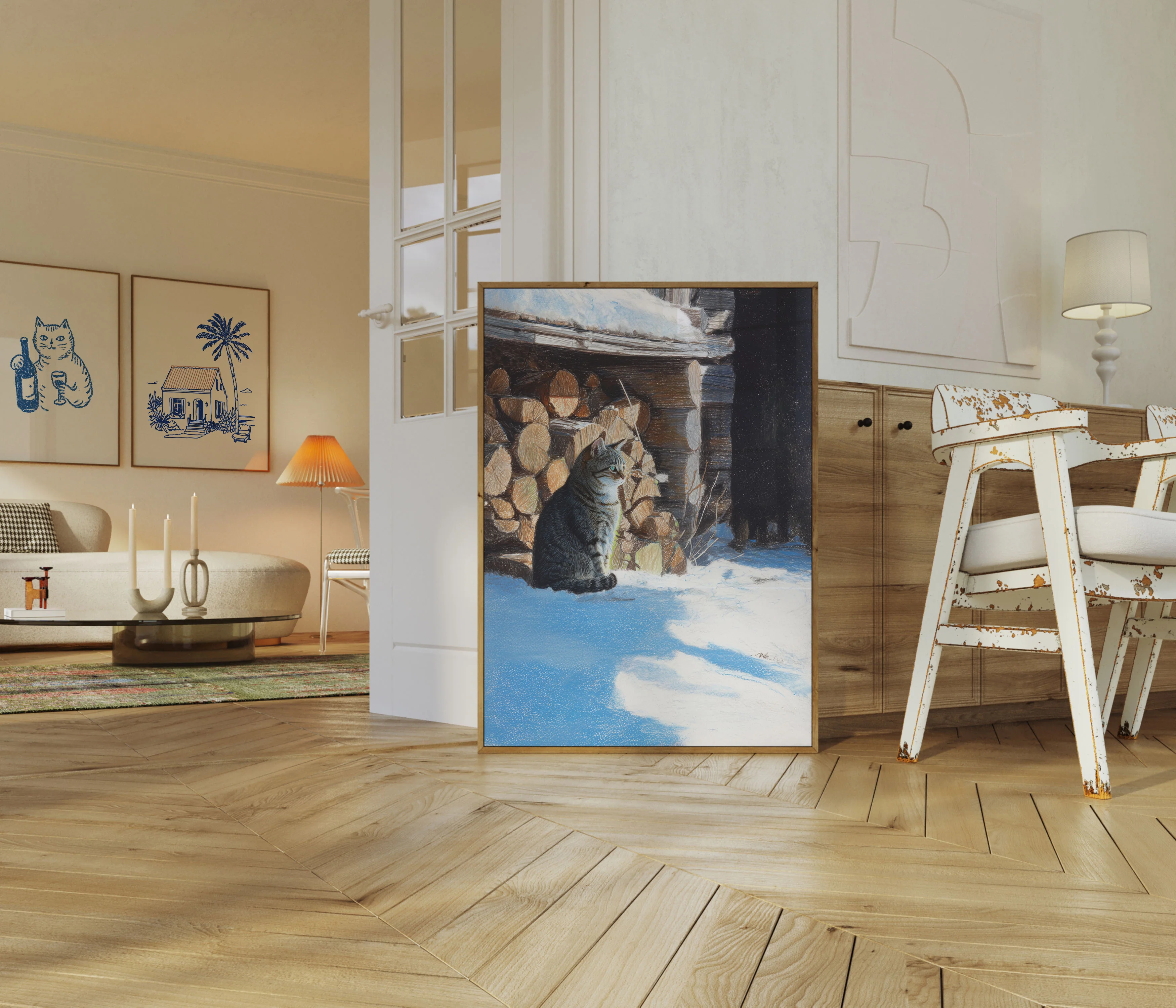 Tabby Cat in Winter Poster - Image 5