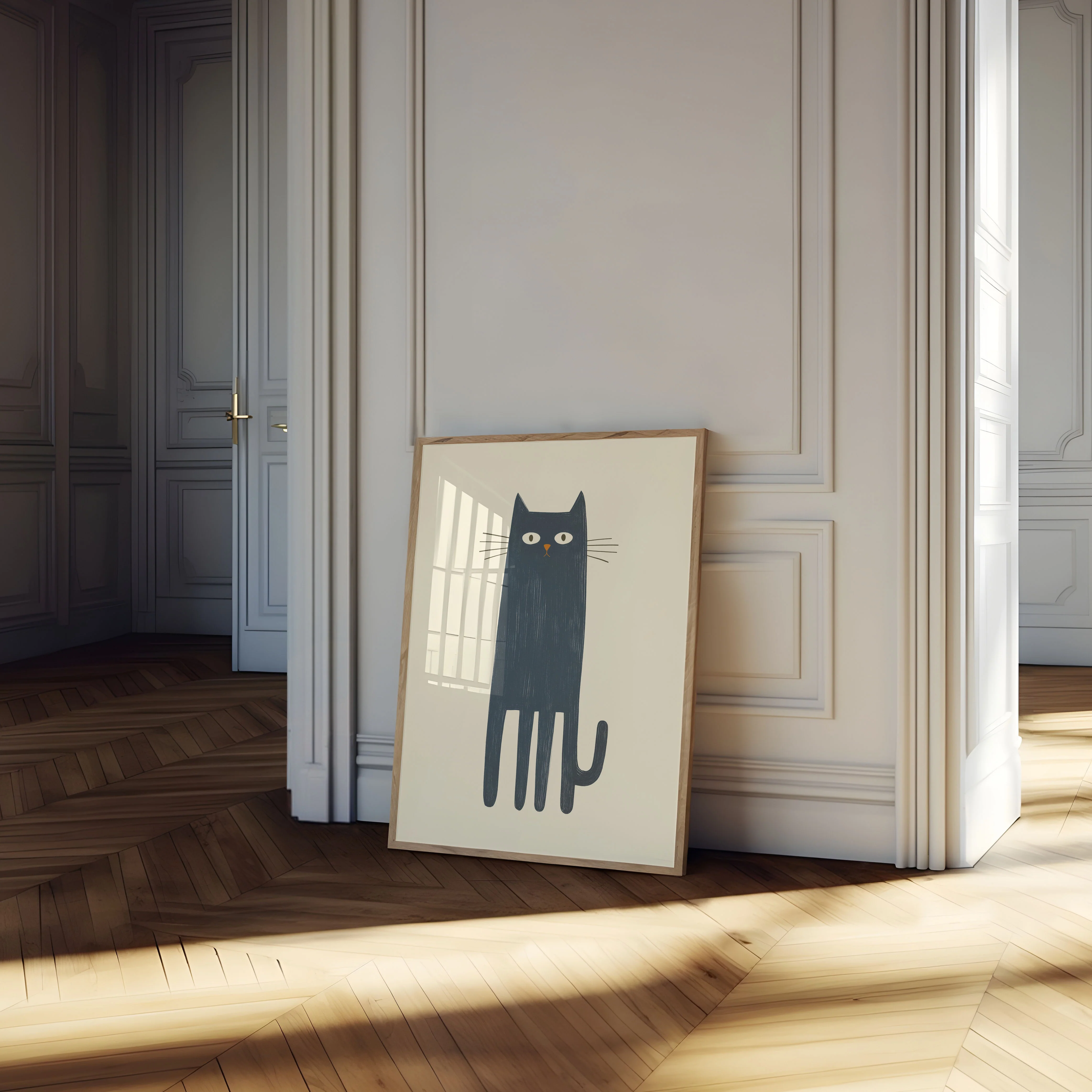 Tall Black Cat Stare Poster - Image 4