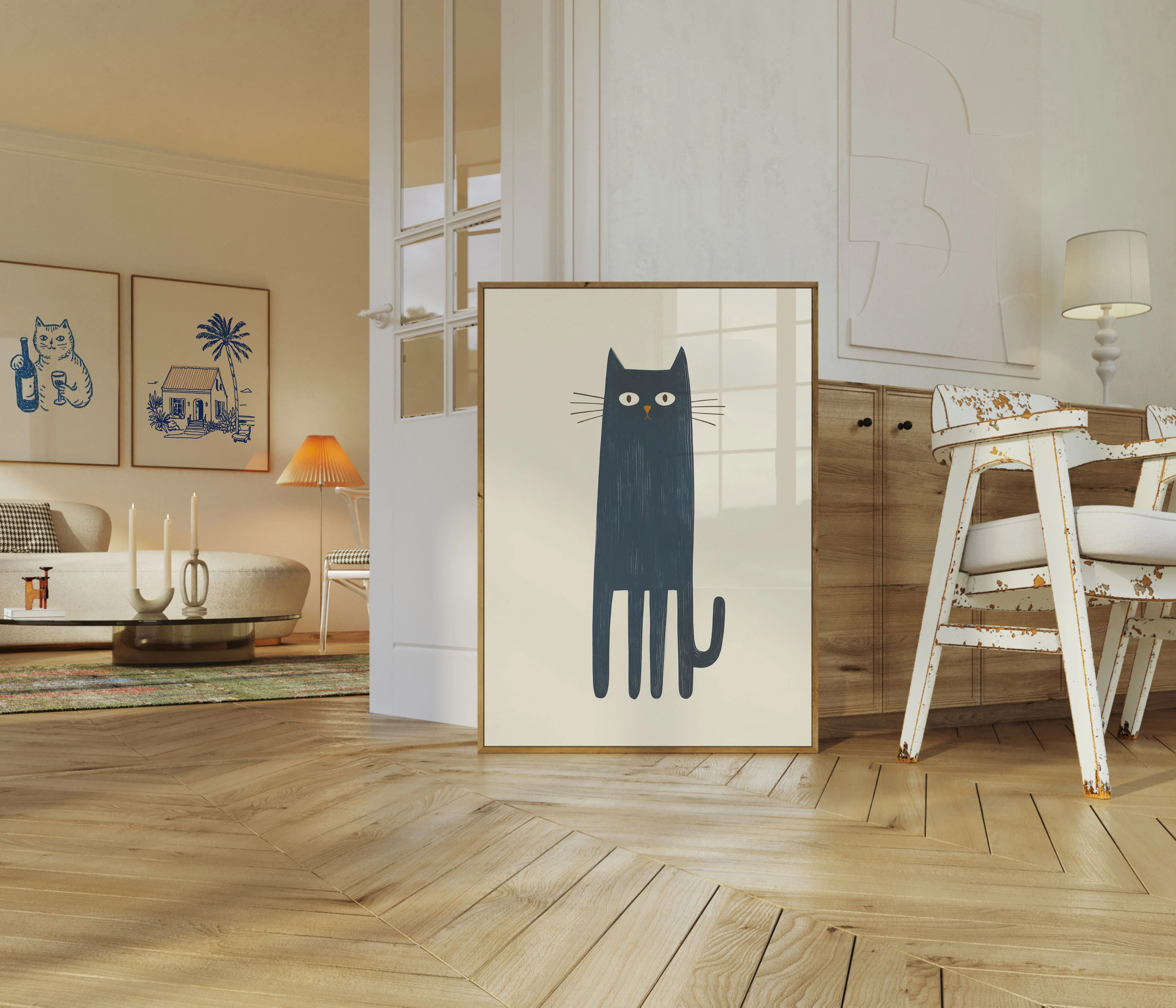 Tall Black Cat Stare Poster - Image 5
