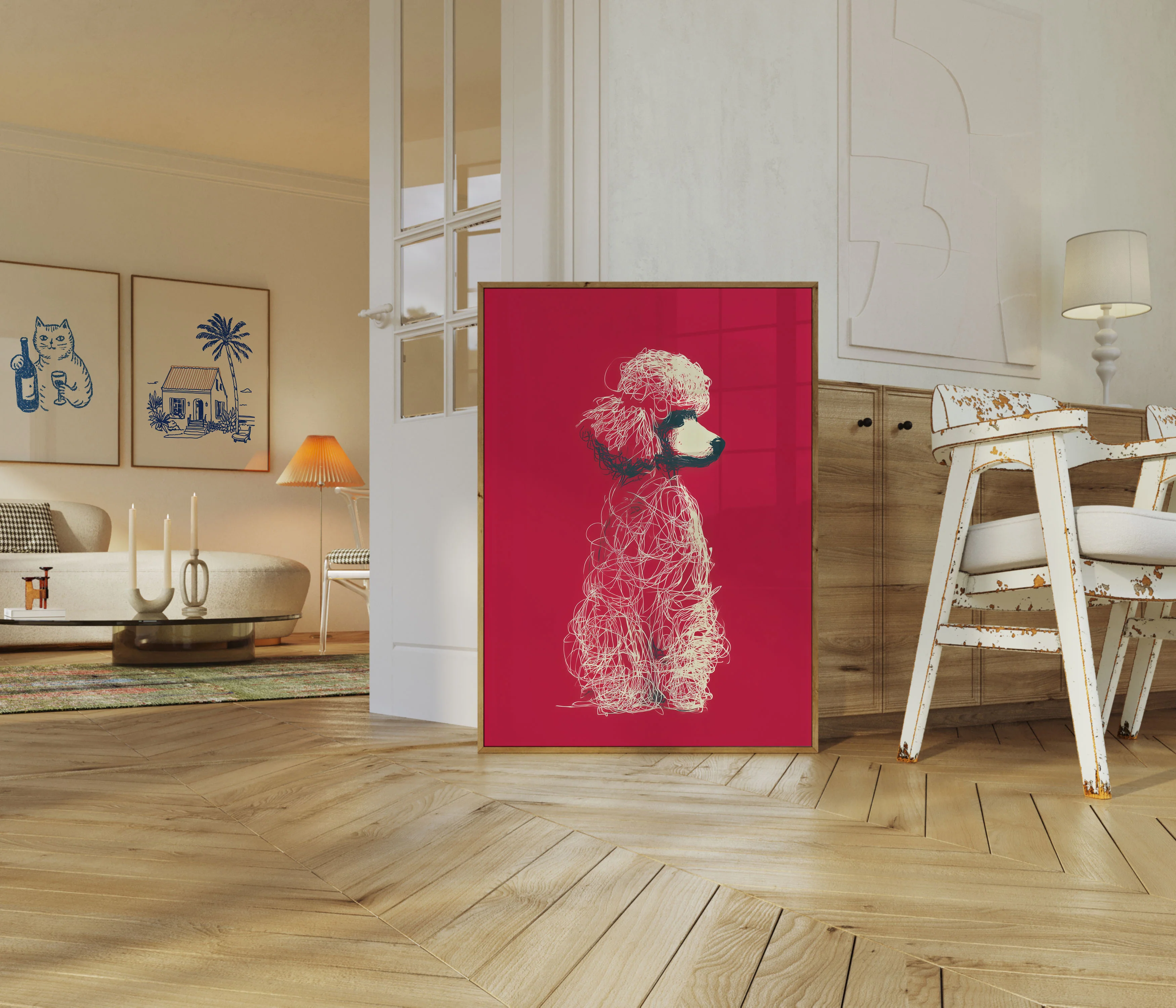 Tangled Poodle Line Art Poster - Image 5