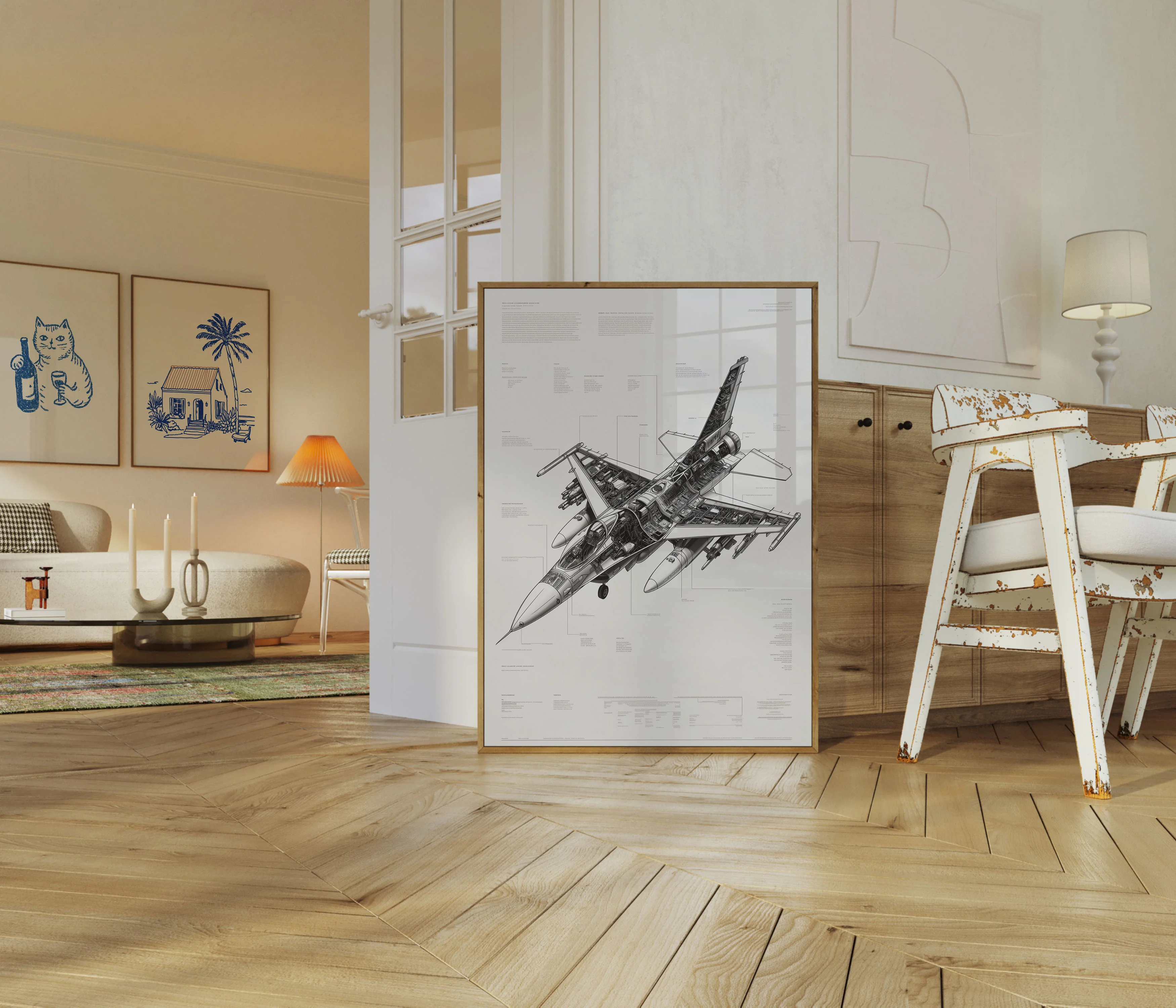 Technical Military Fighter Cutaway Poster - Image 5