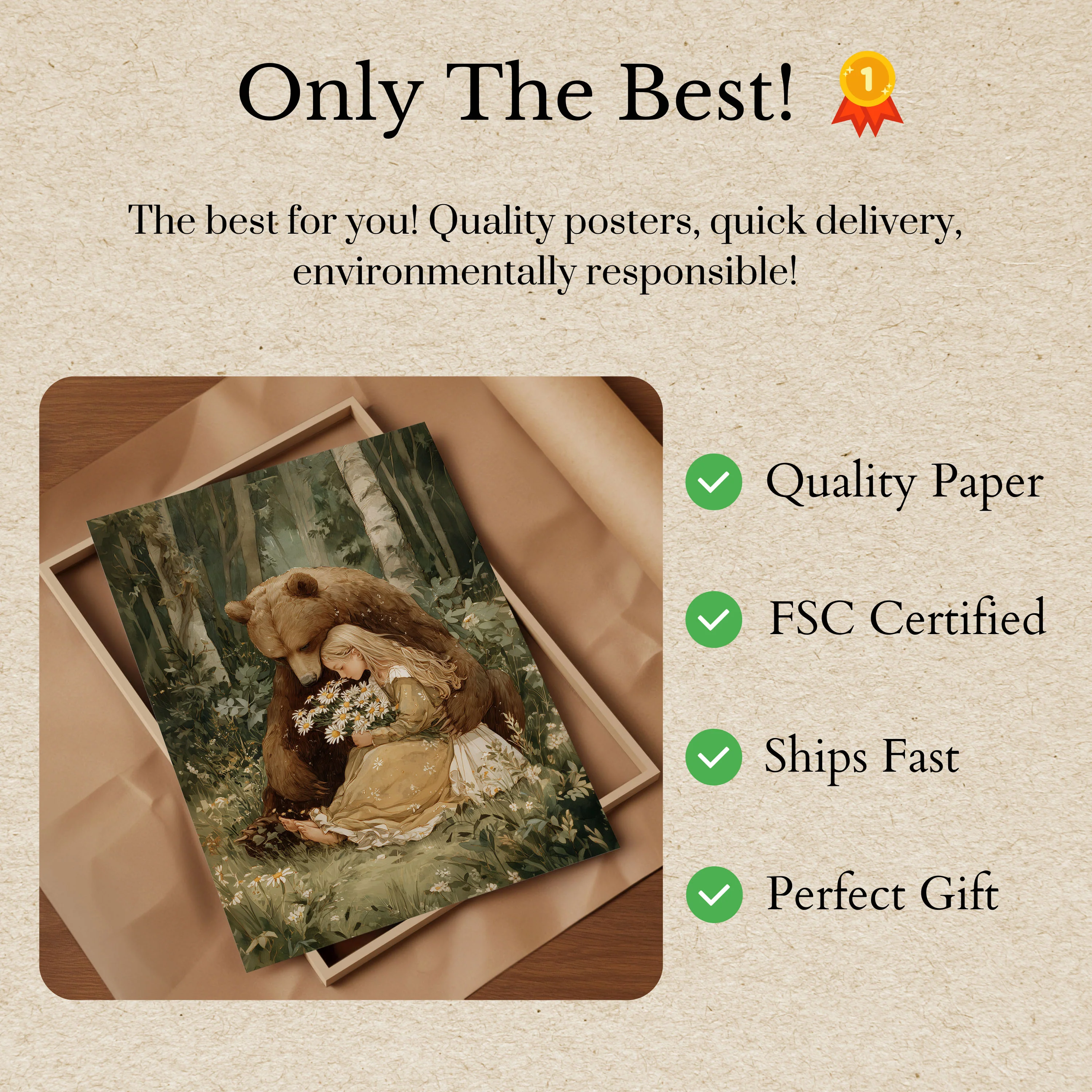 Tender Bear and Daisy Poster - Image 3