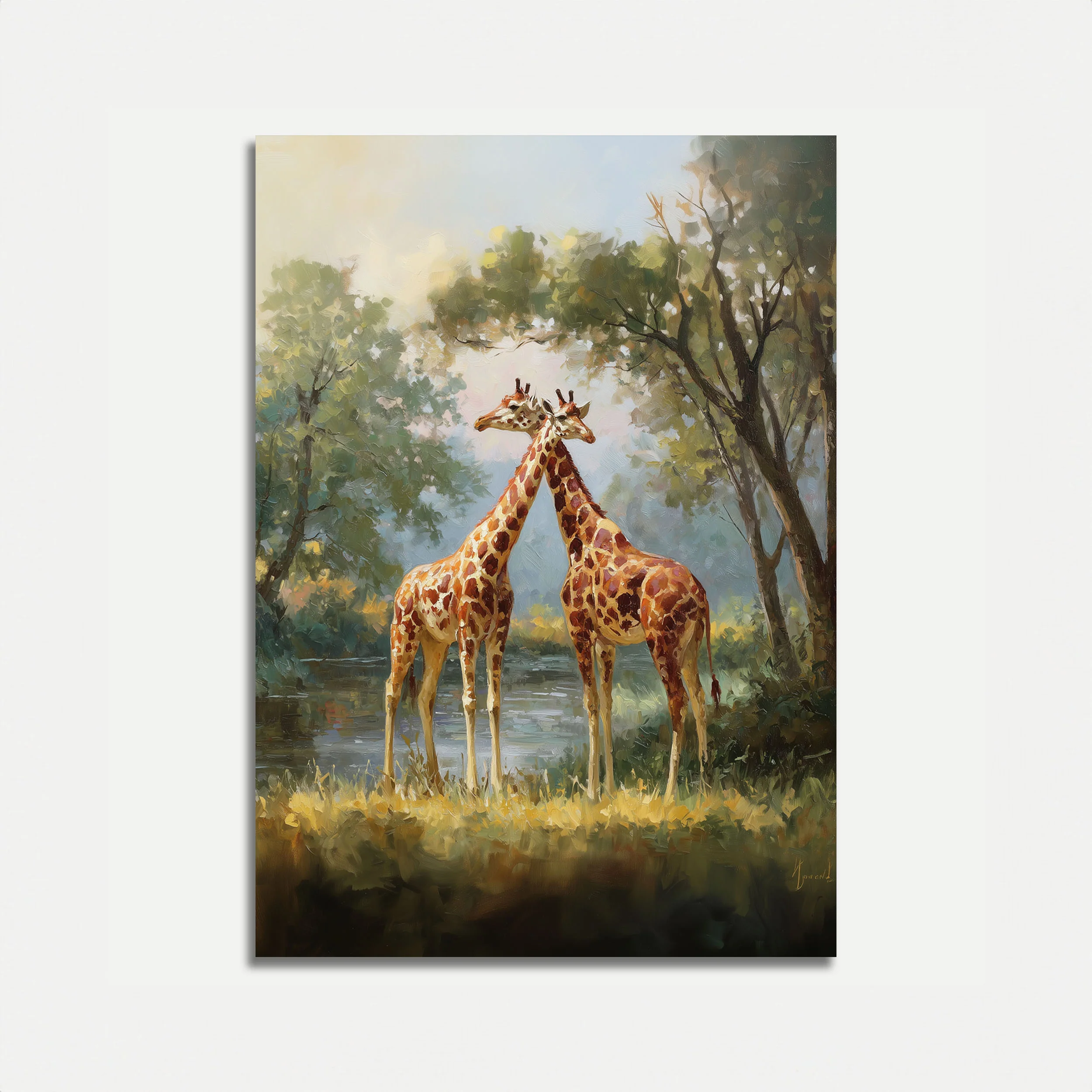 Tender Giraffe Moment Poster