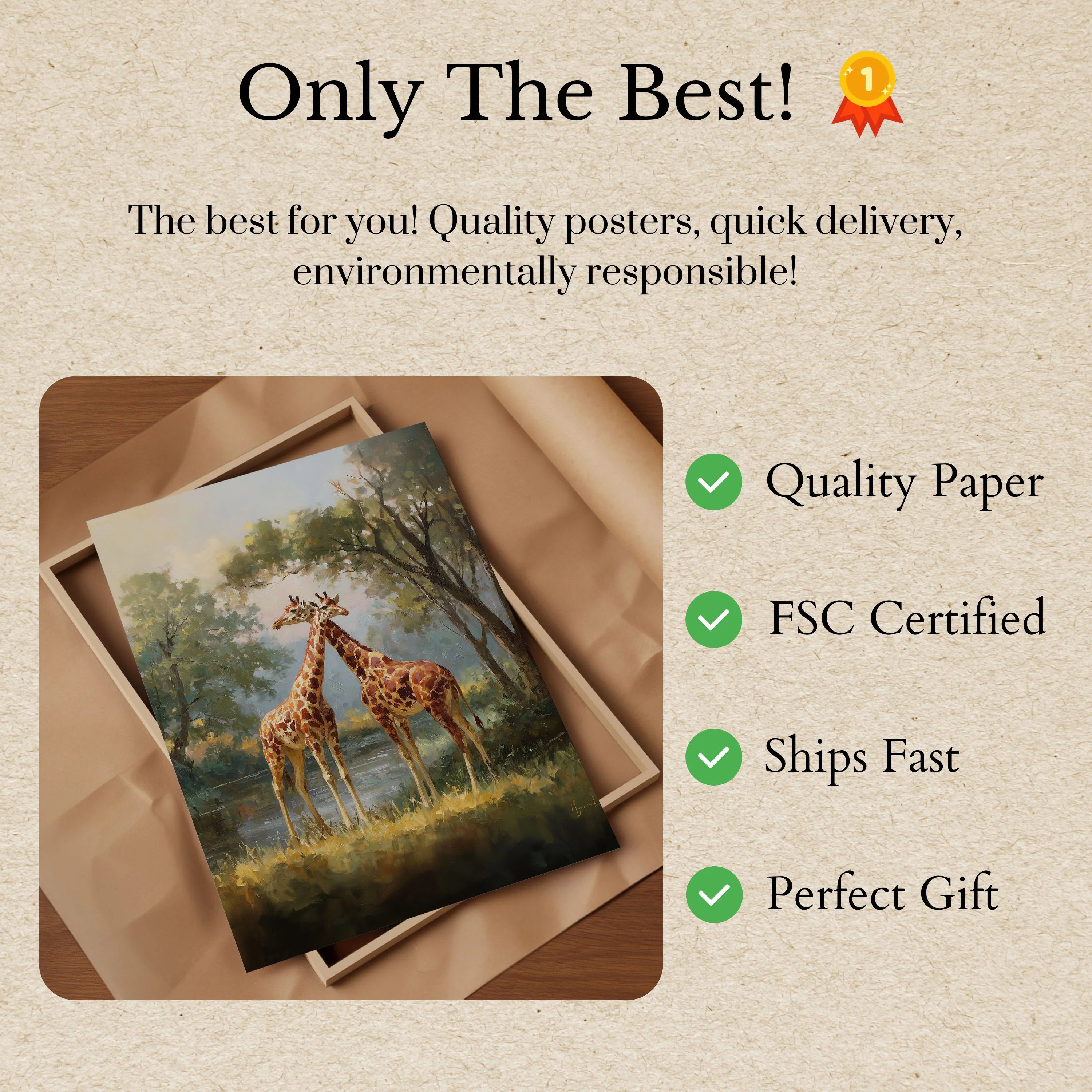Tender Giraffe Moment Poster - Image 3