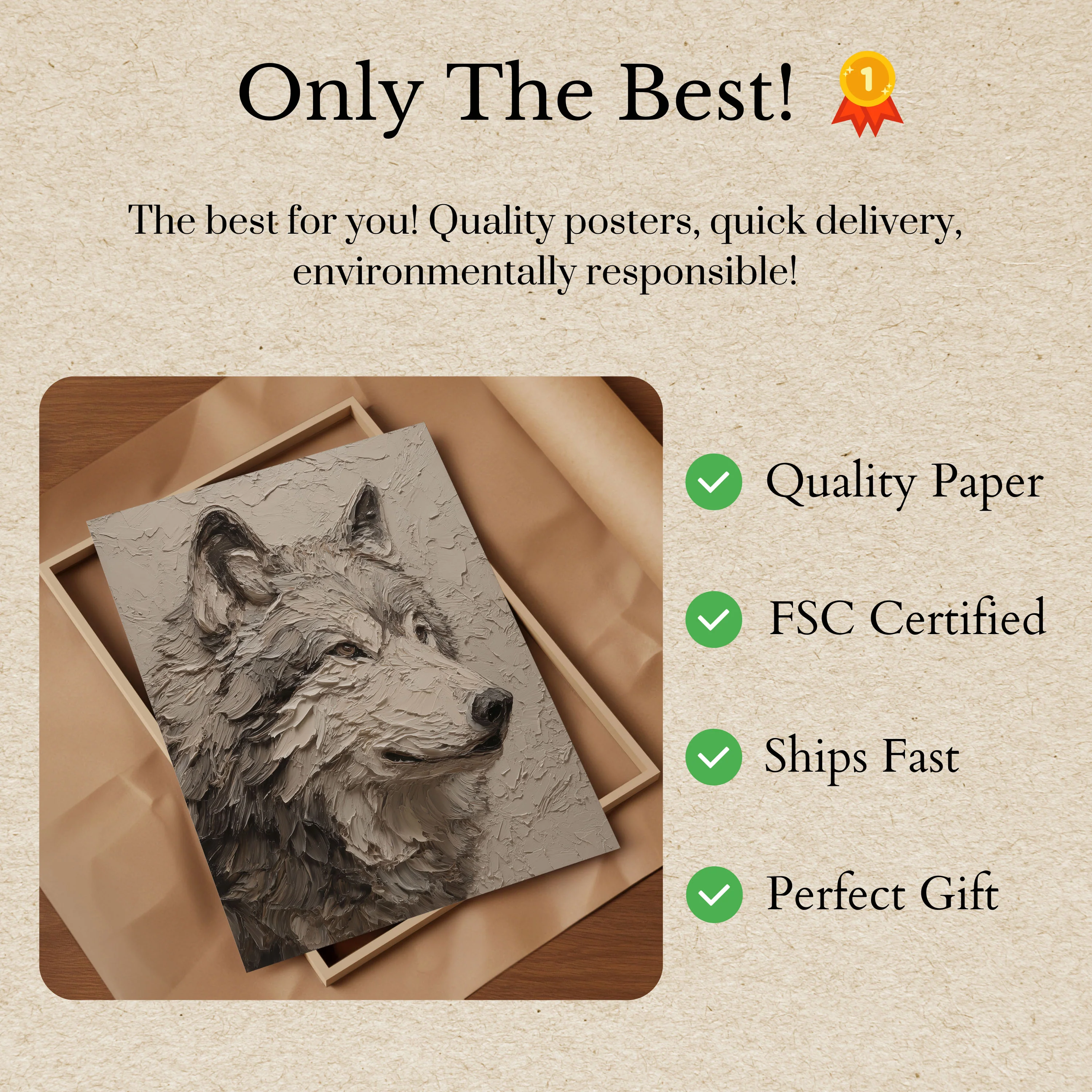 Textured Wolf Profile Poster - Image 3