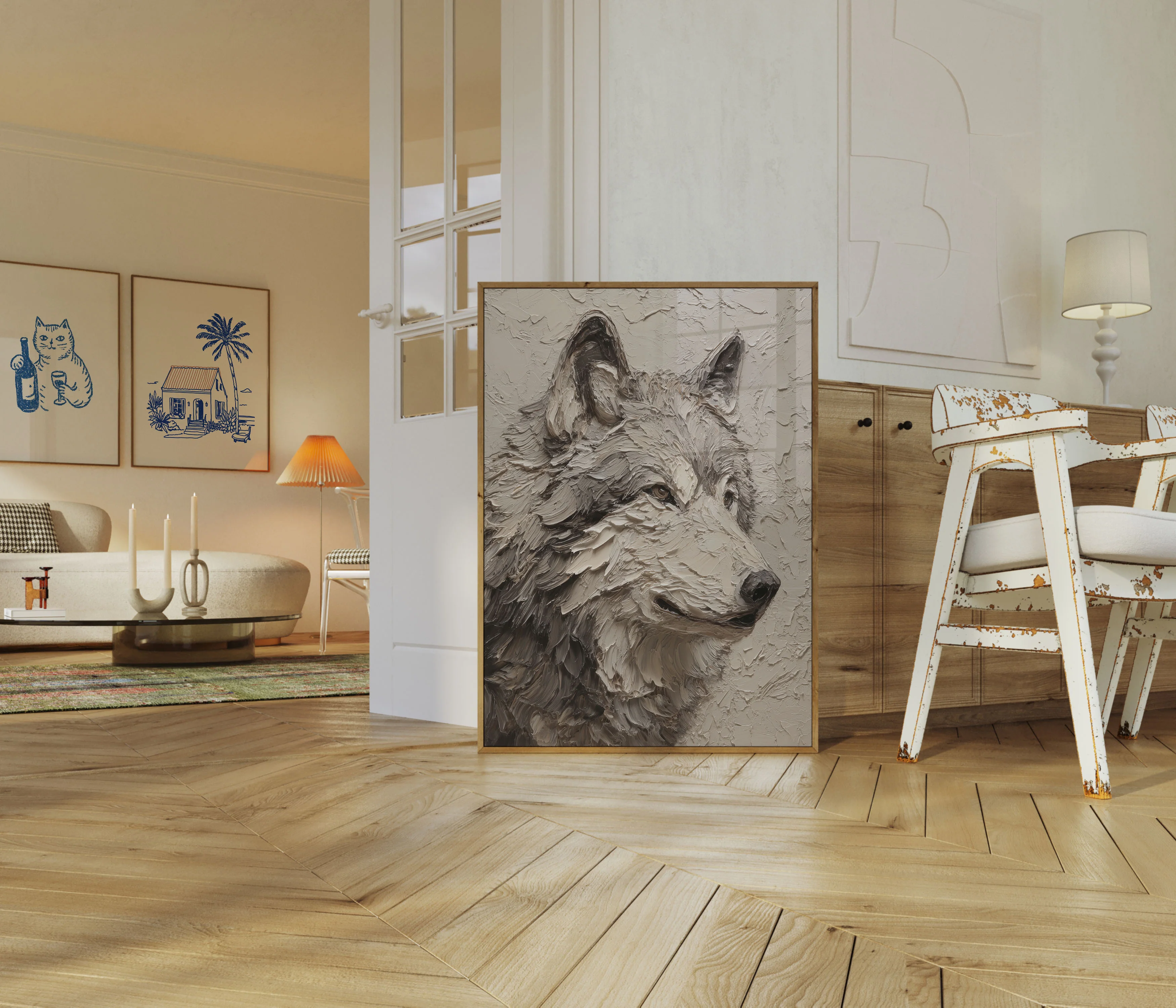 Textured Wolf Profile Poster - Image 5