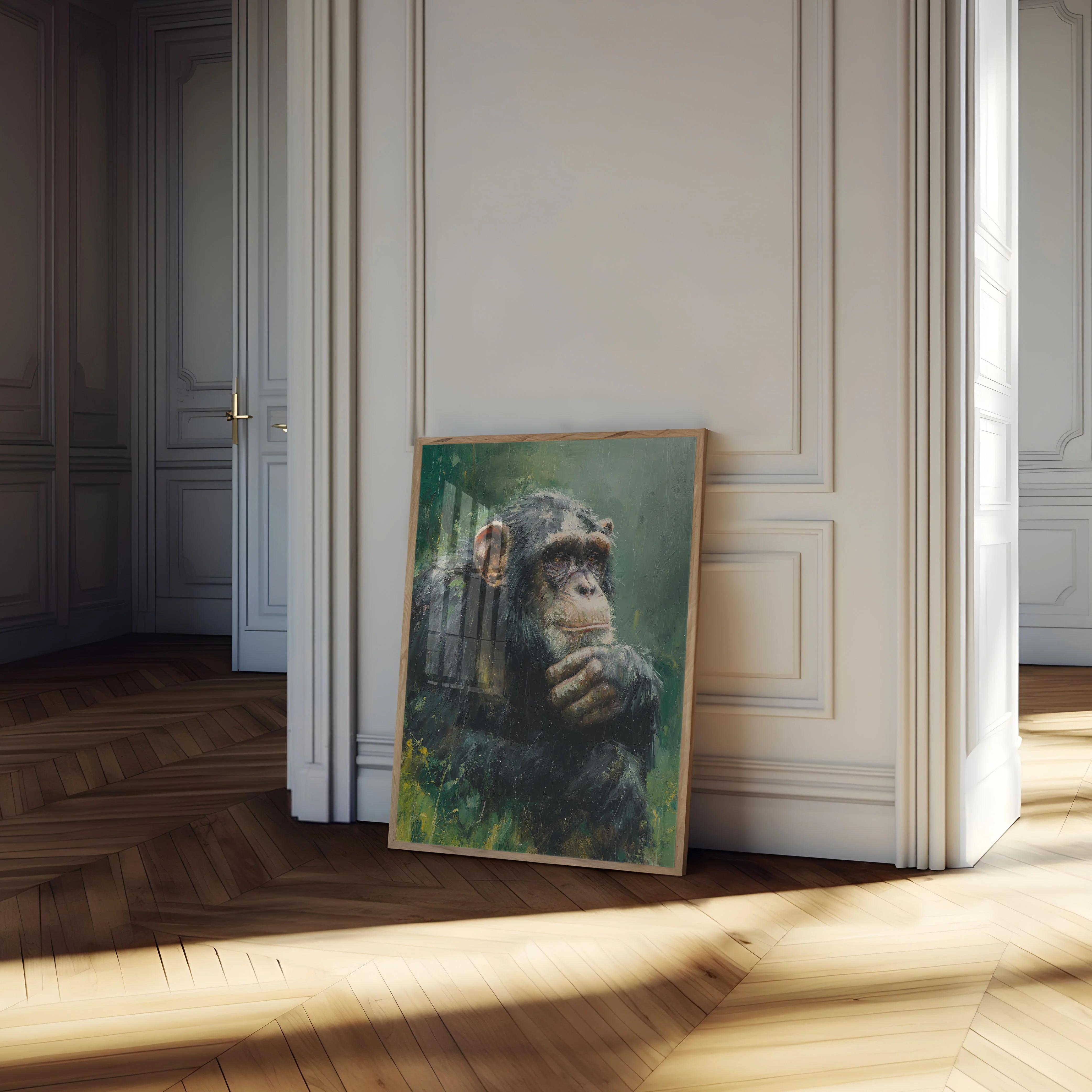 Thoughtful Chimpanzee Portrait Poster - Image 4