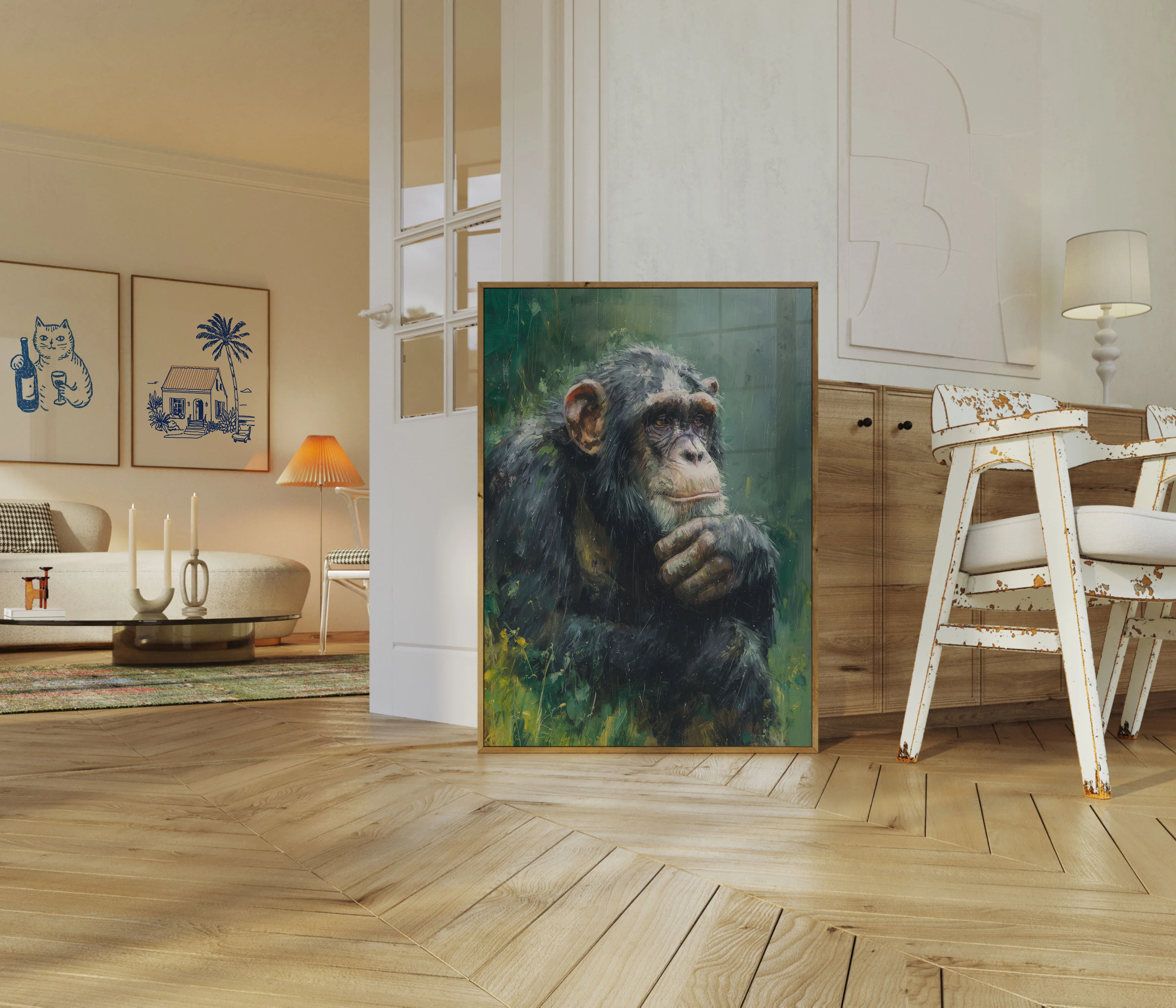 Thoughtful Chimpanzee Portrait Poster - Image 5