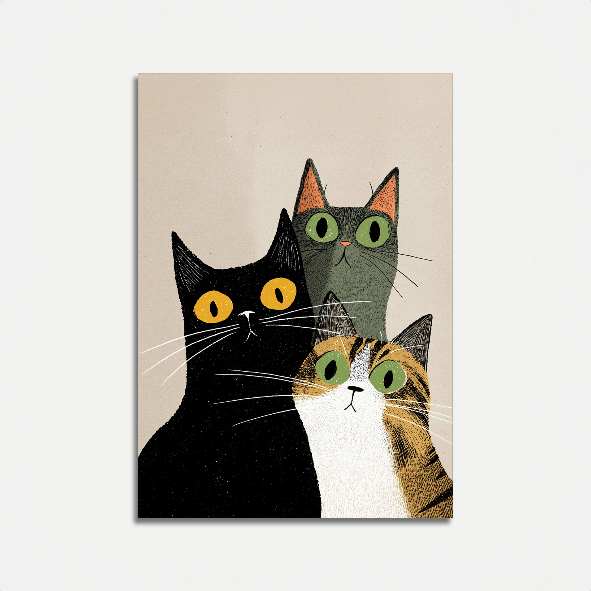 Three Cats Gazing Poster