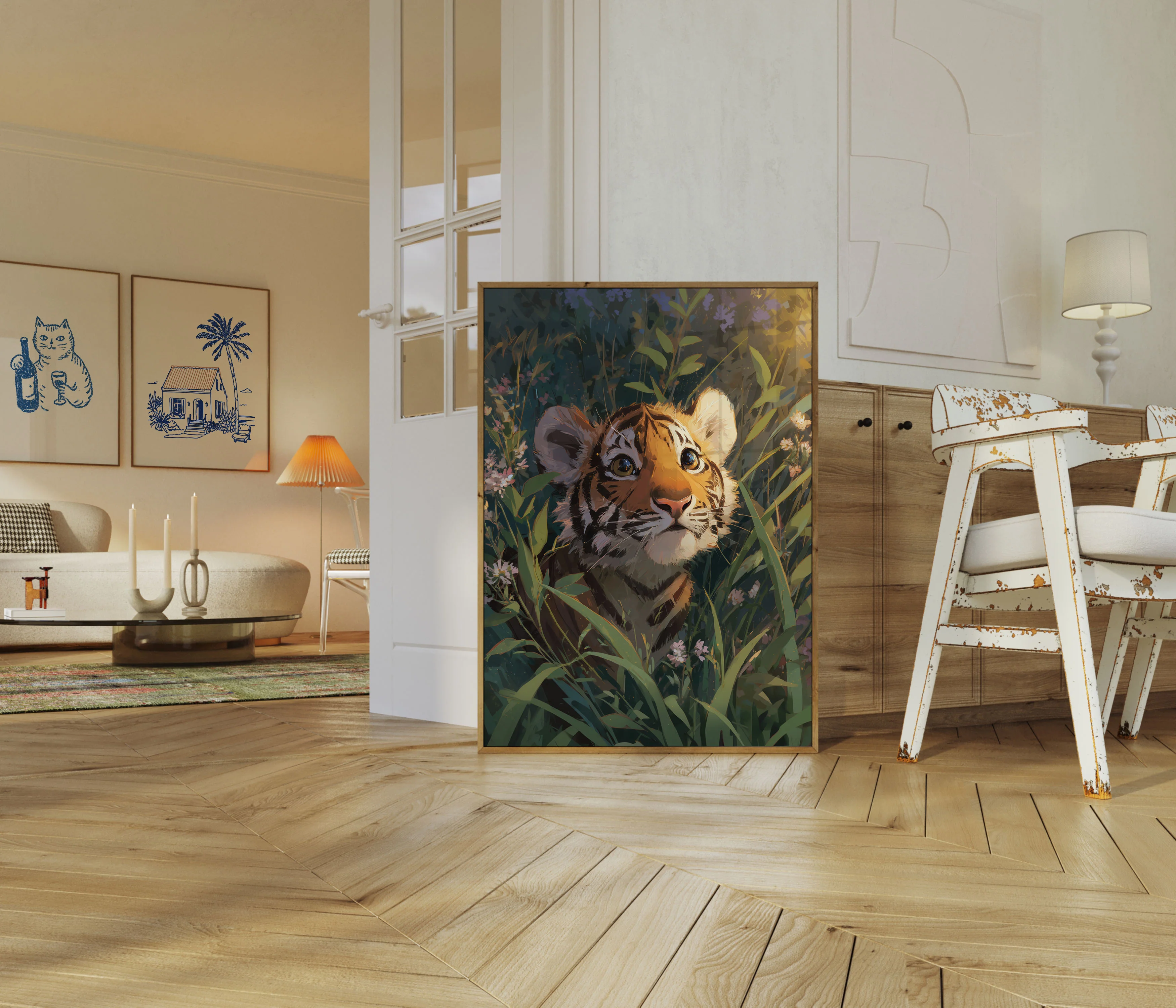 Tiger Cub in Wildflowers Poster - Image 5