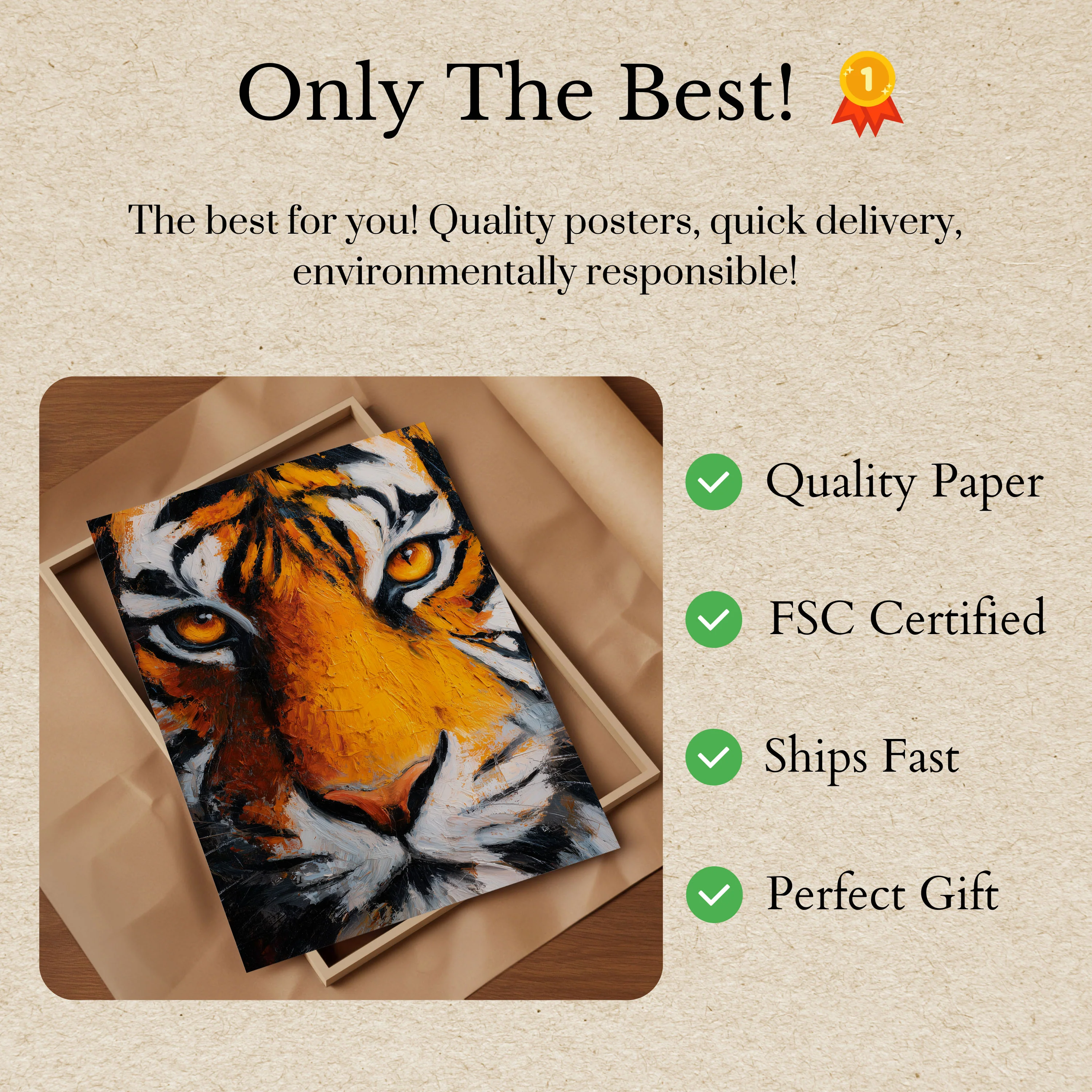 Tiger Face Abstract Oil Poster - Image 3
