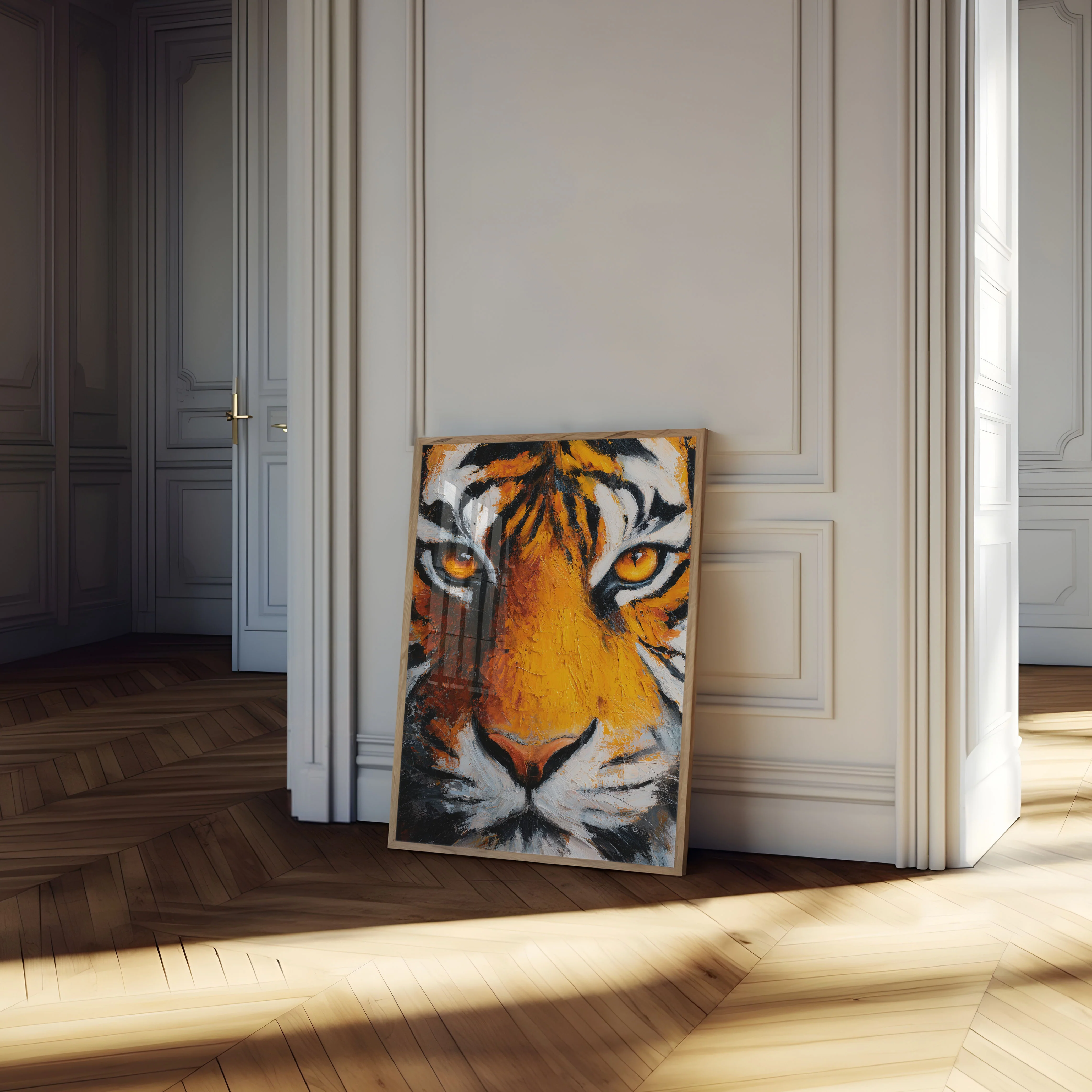 Tiger Face Abstract Oil Poster - Image 4