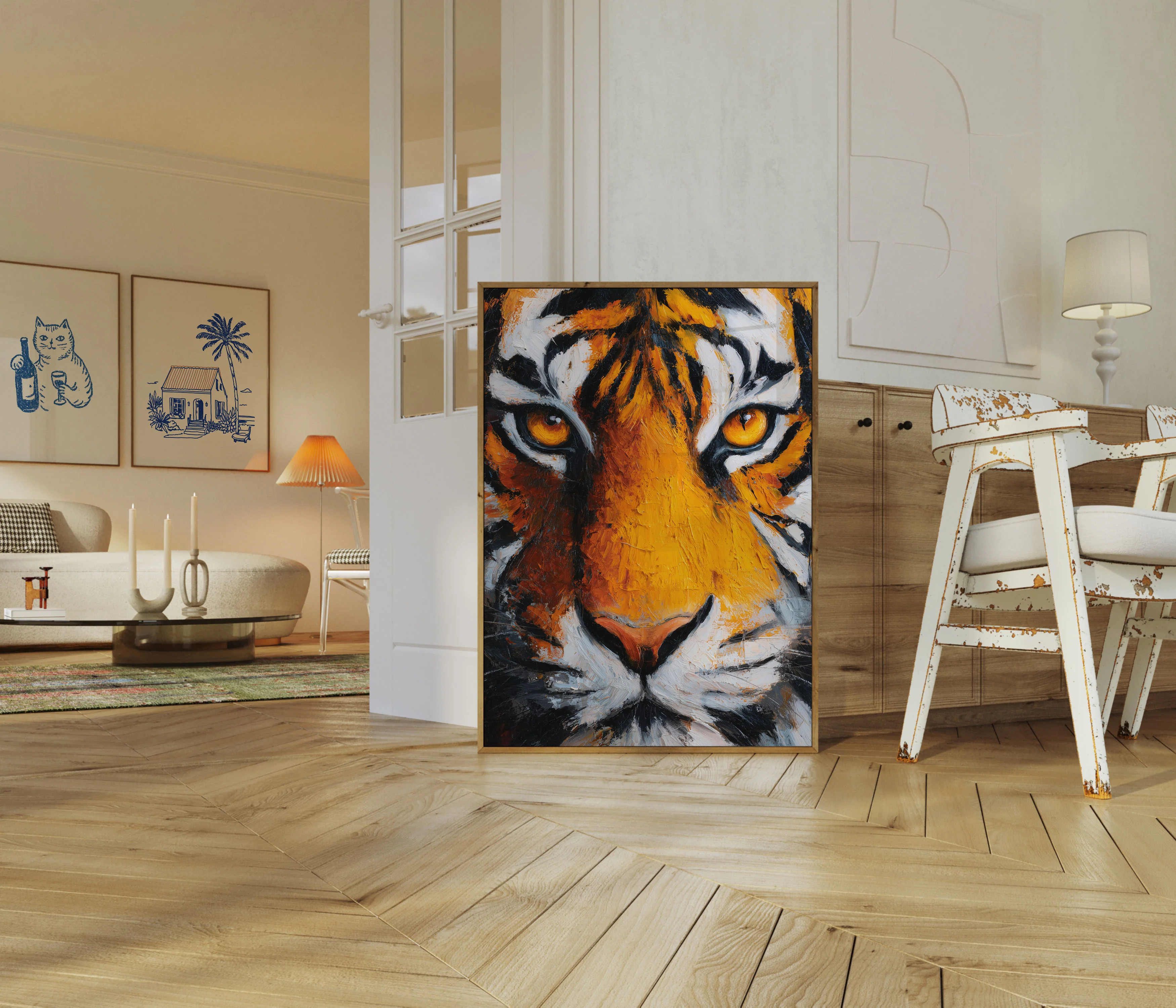 Tiger Face Abstract Oil Poster - Image 5