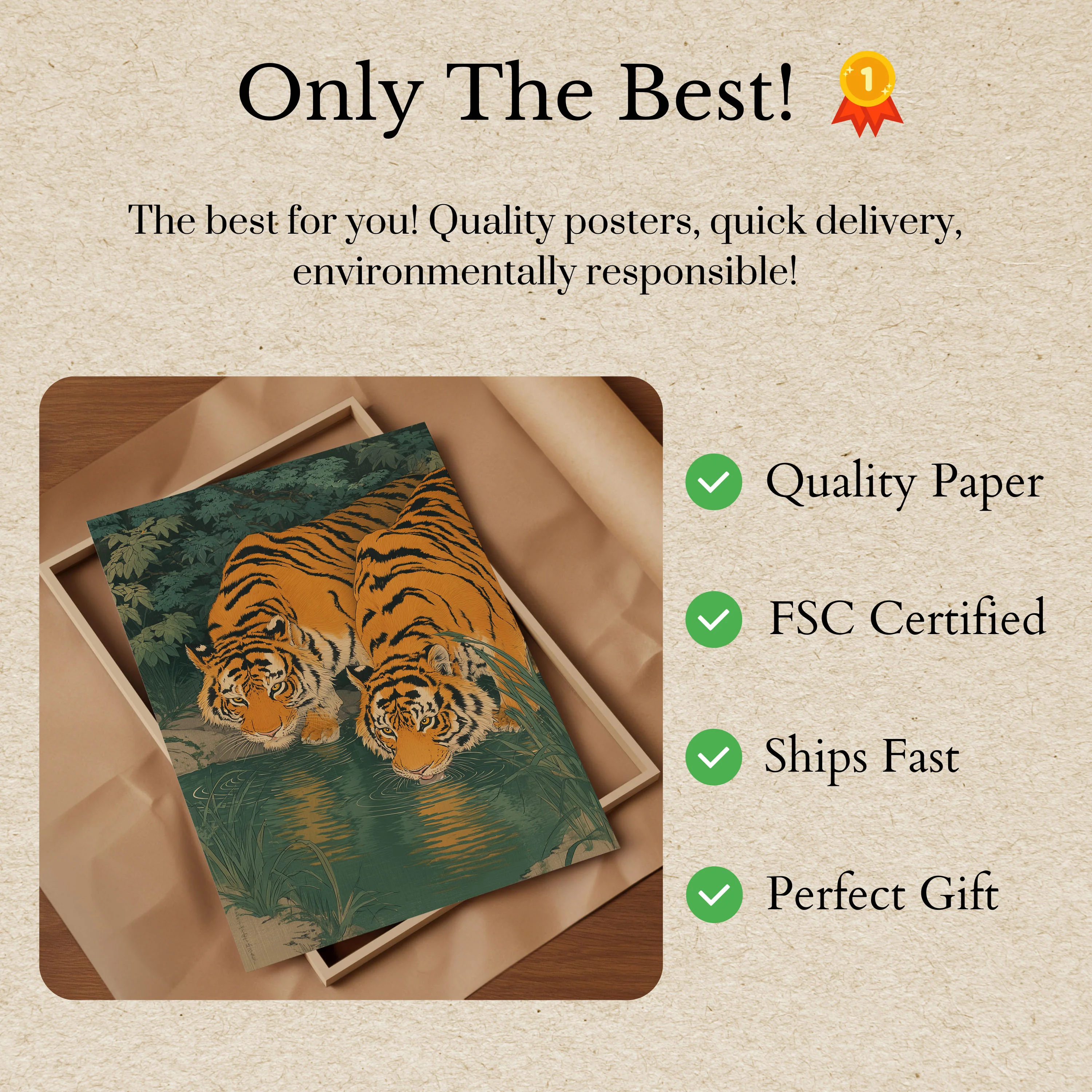 Tiger Family at Watering Hole Poster - Image 3