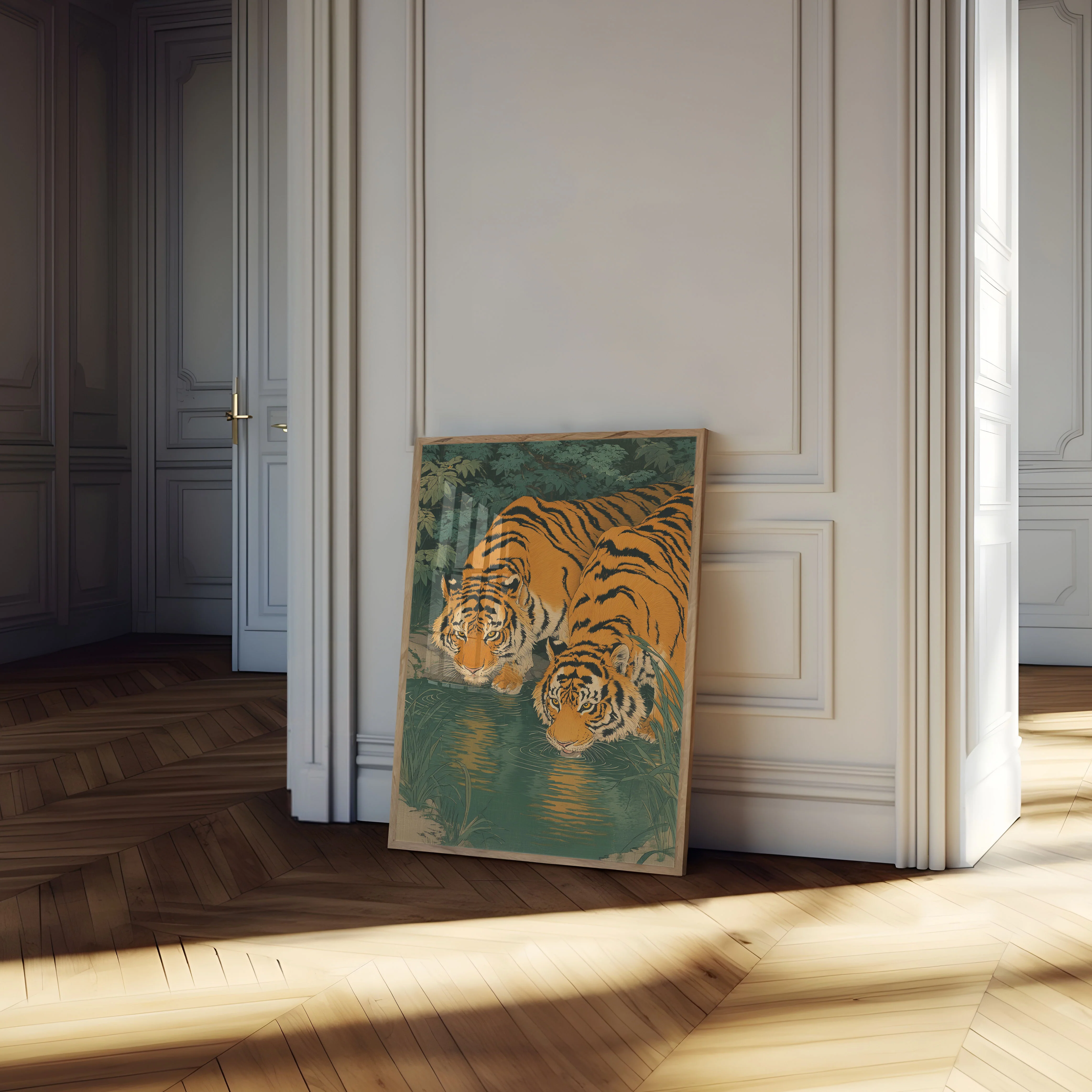 Tiger Family at Watering Hole Poster - Image 4