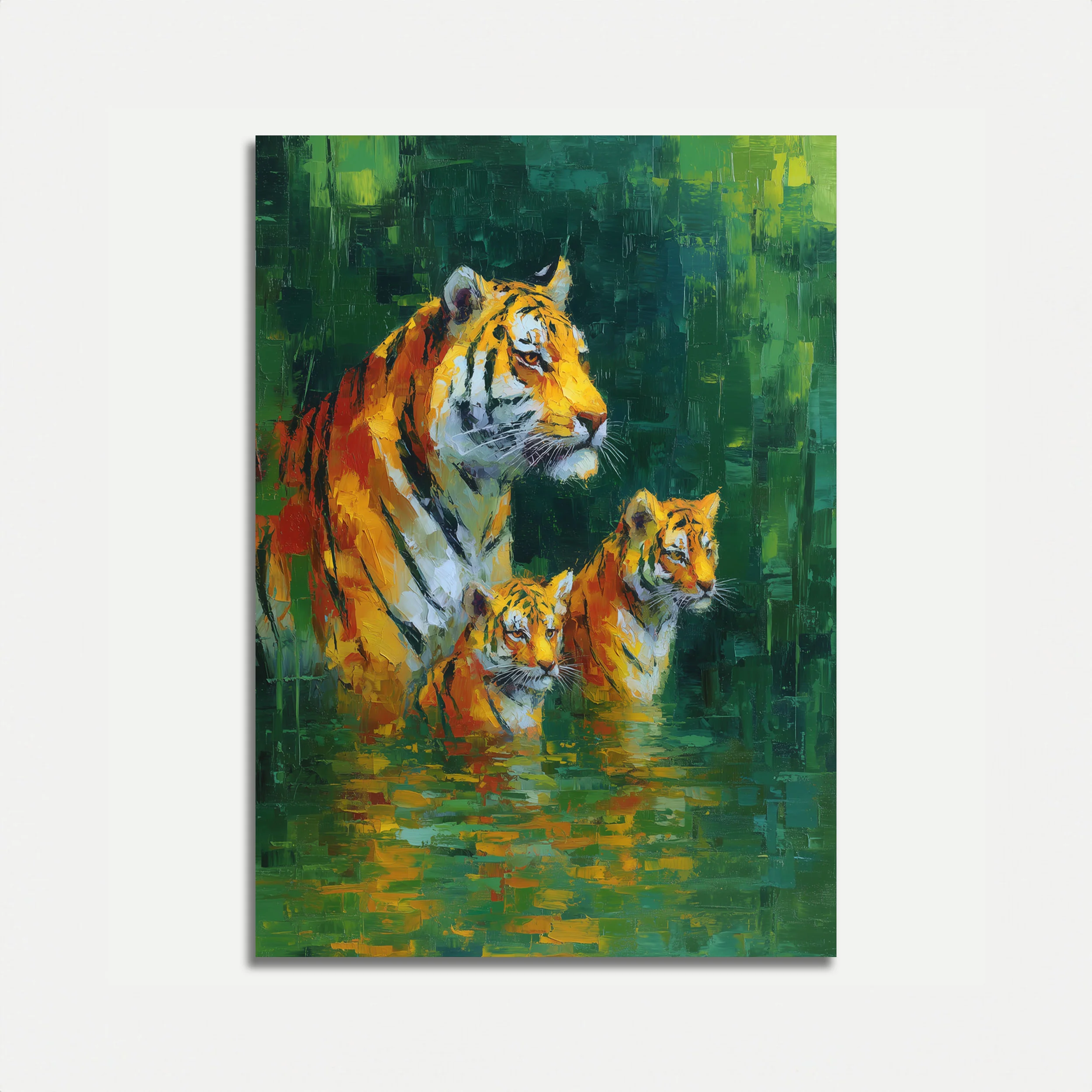 Tiger Family in Water Poster