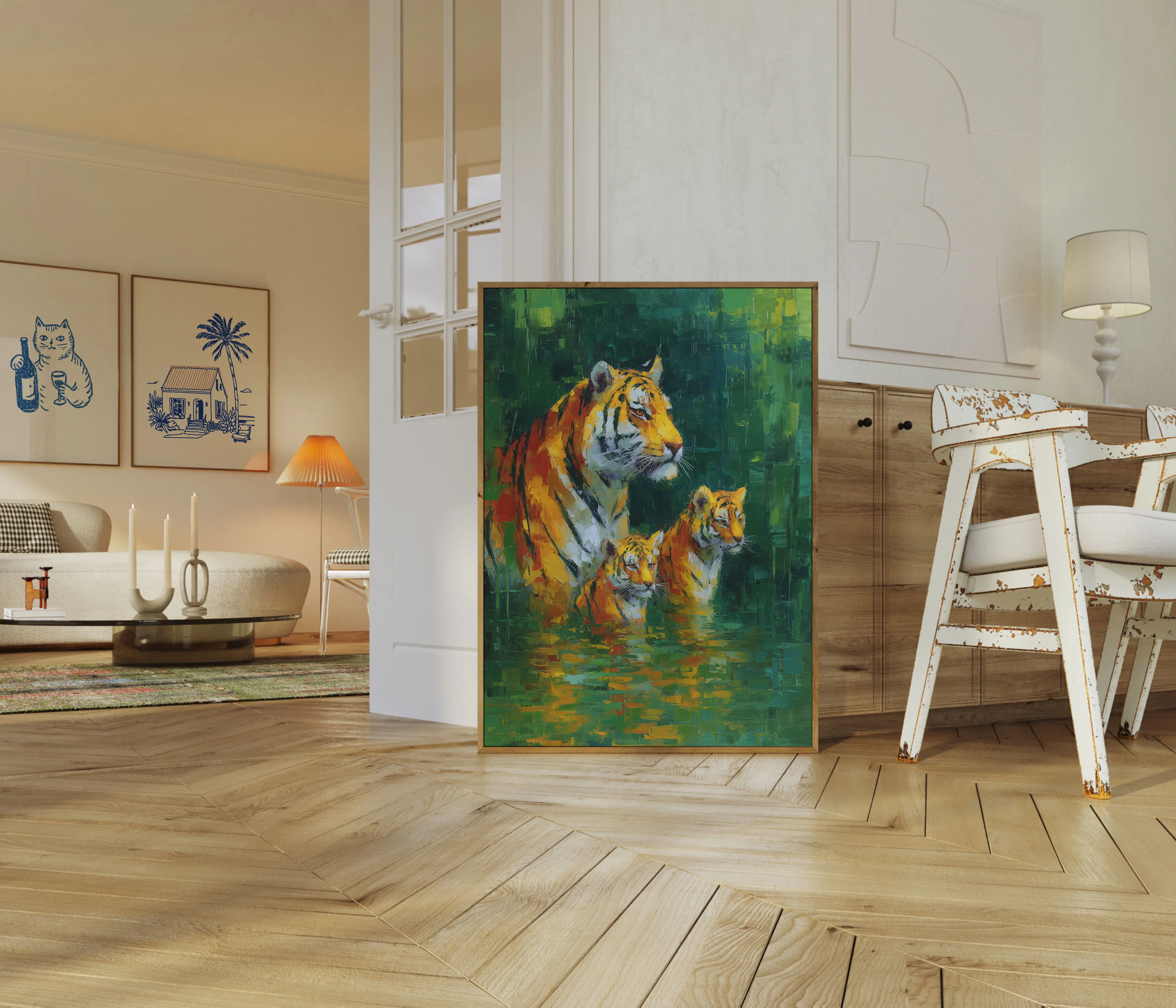 Tiger Family in Water Poster - Image 5