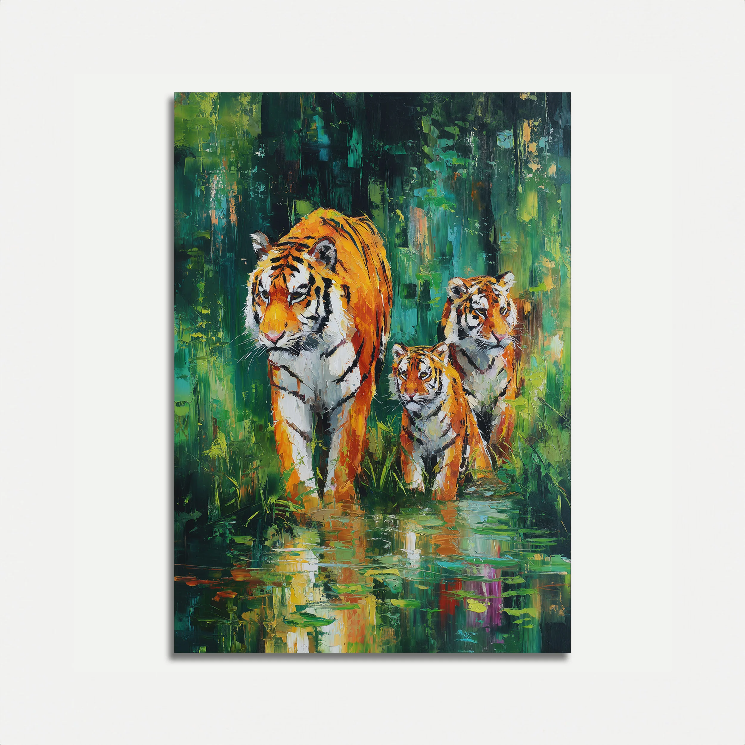 Tiger Family in Water Poster