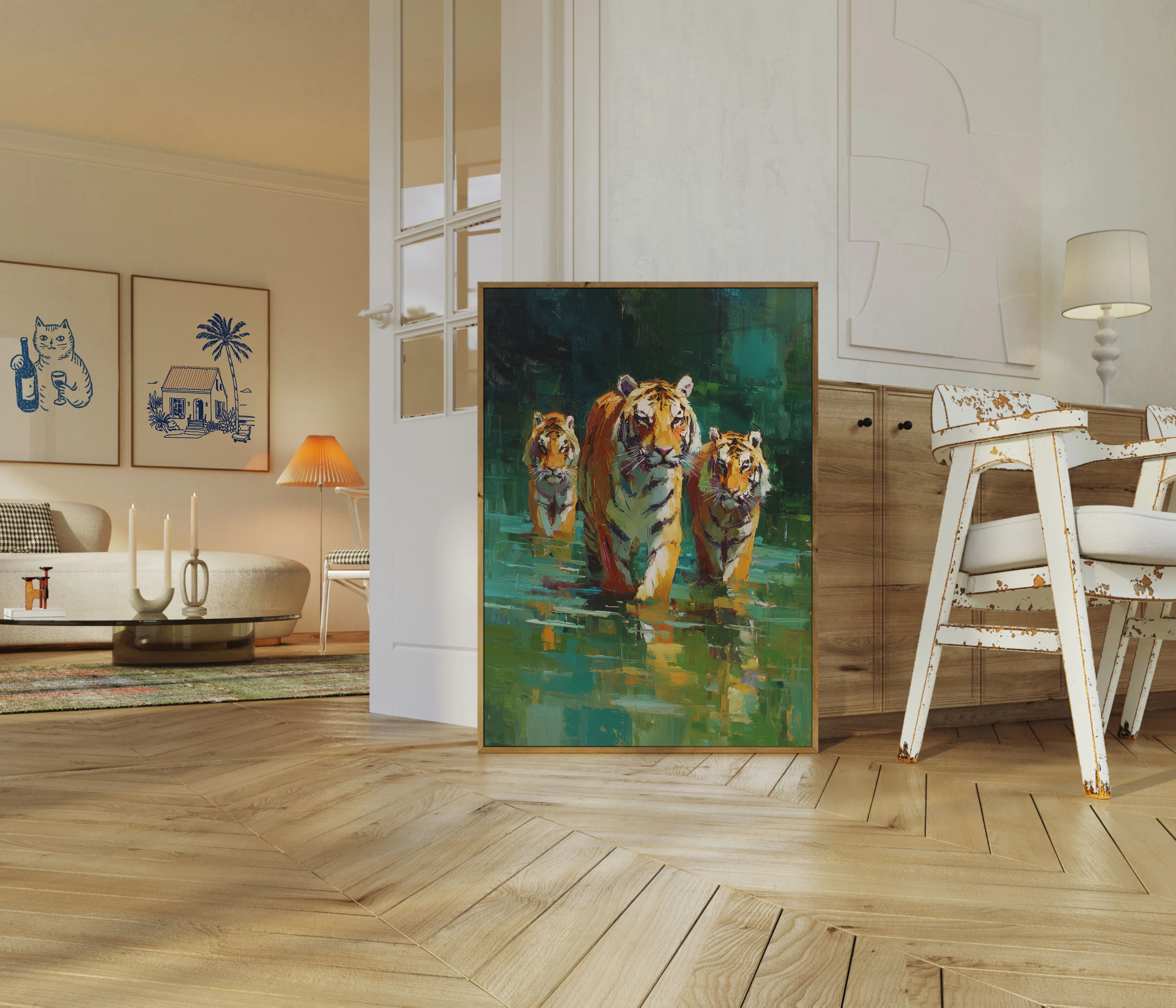 Tiger Family in Water Poster - Image 5