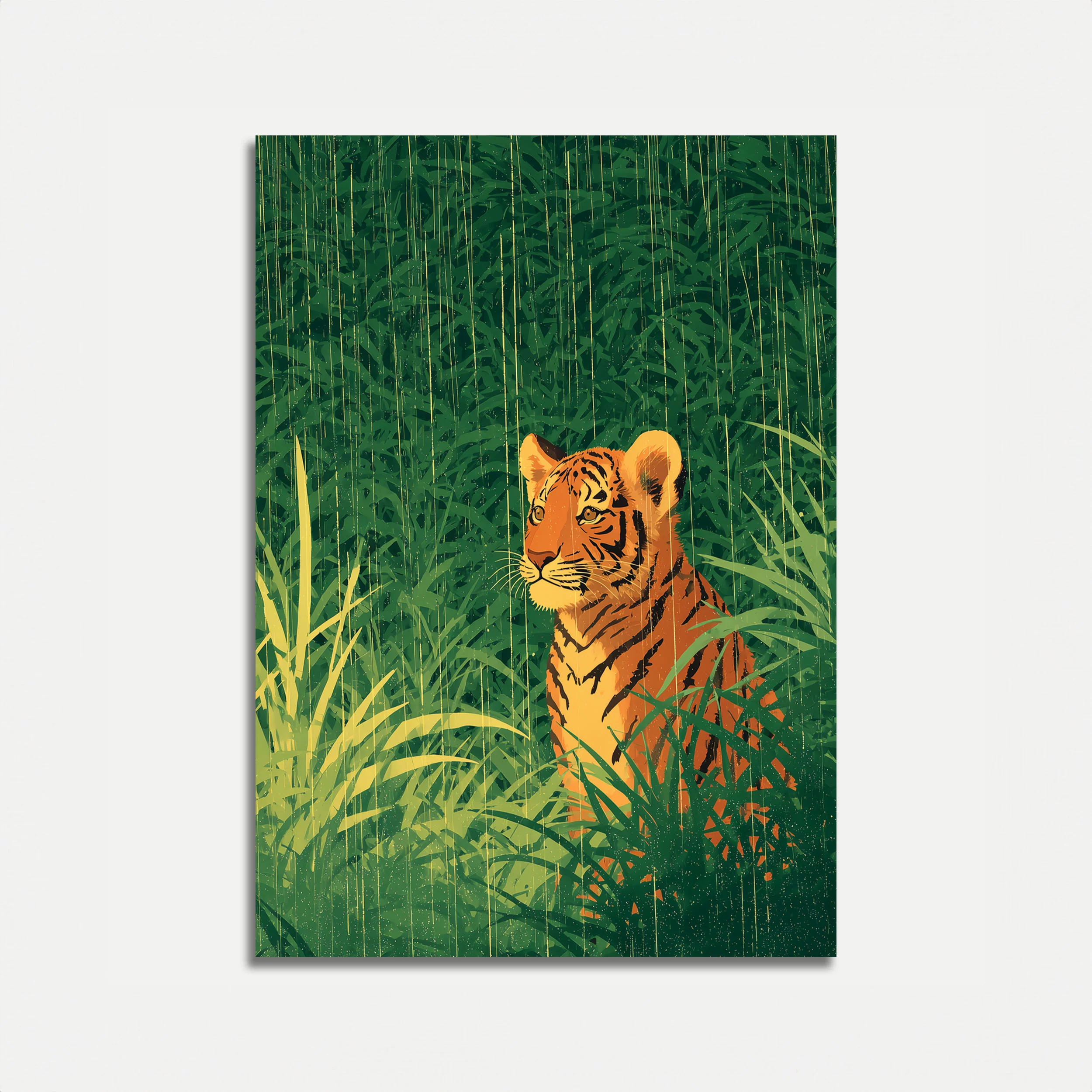 Tiger in the Grassland Poster