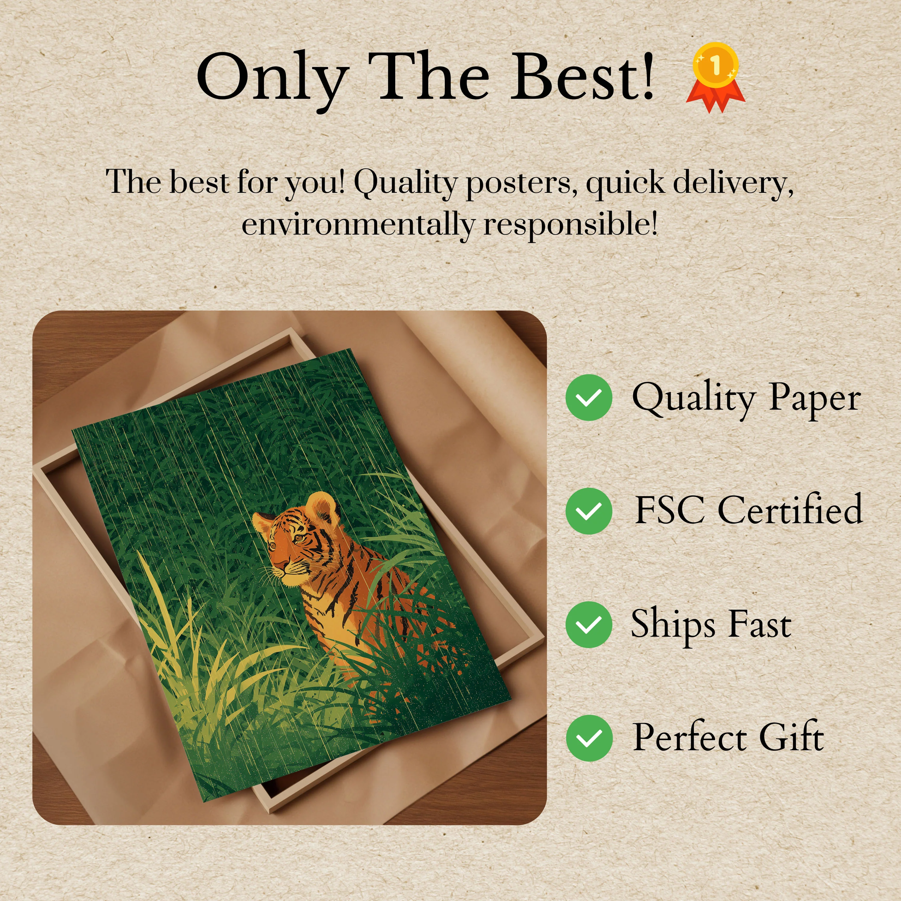 Tiger in the Grassland Poster - Image 3