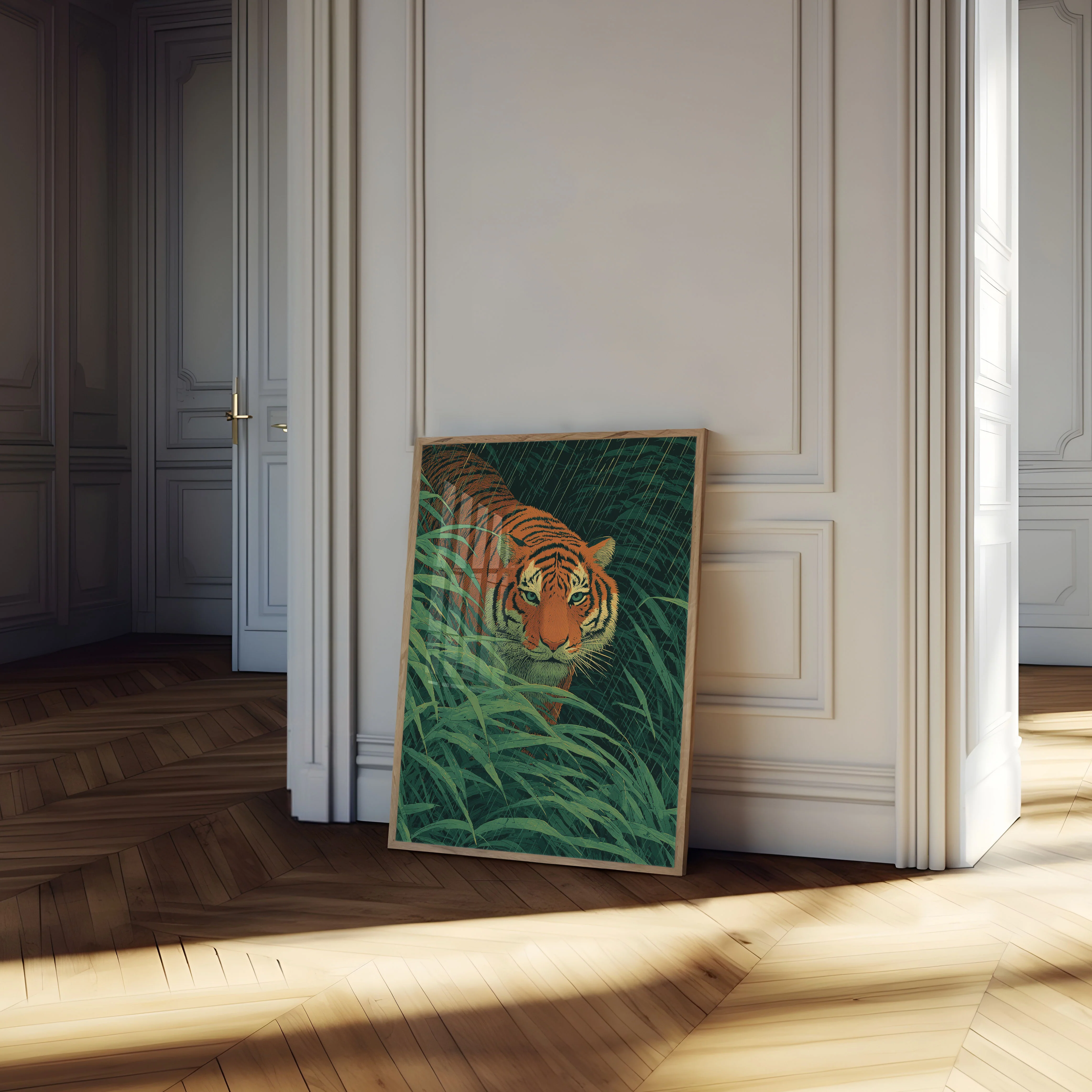 Tiger in the Jungle Rain Poster - Image 4