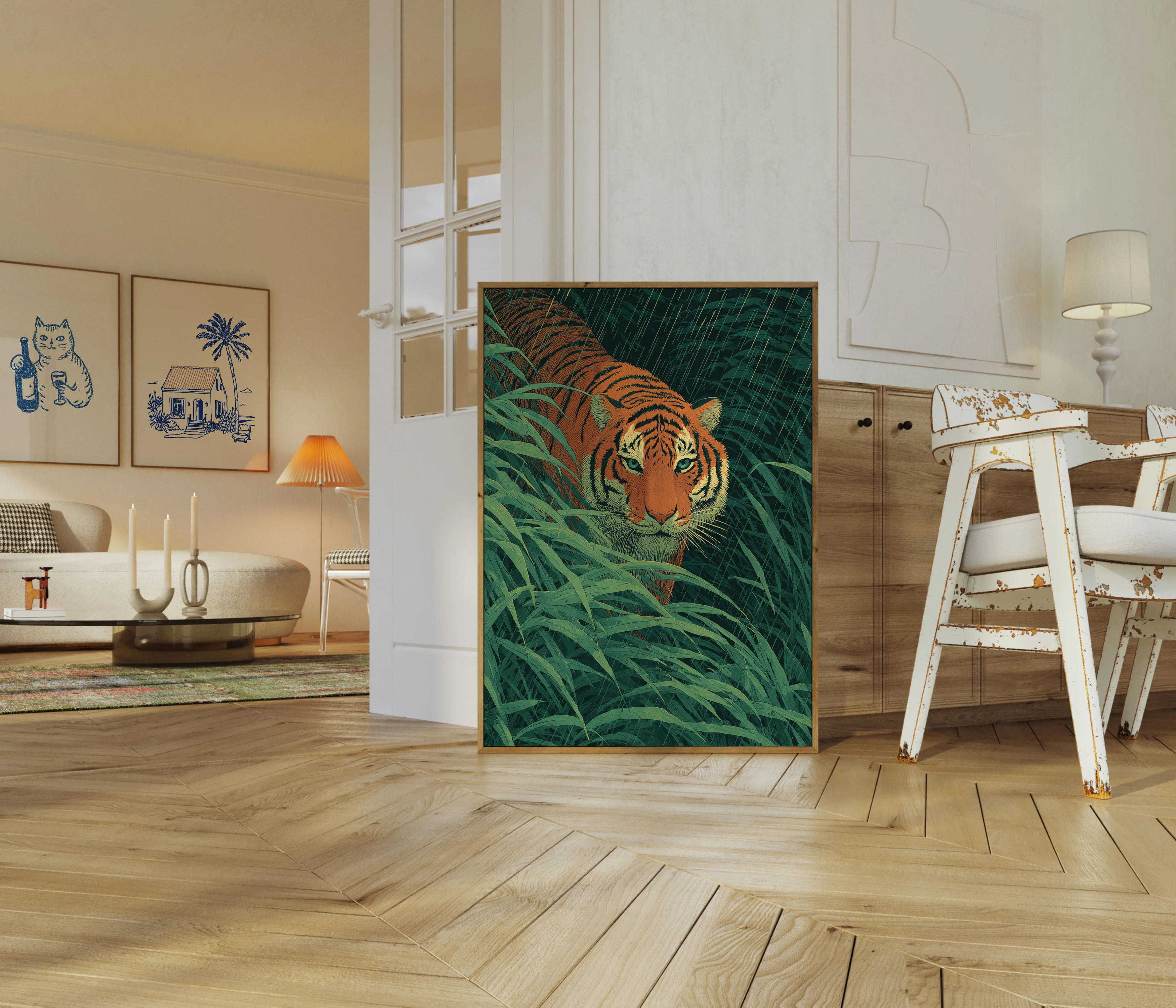 Tiger in the Jungle Rain Poster - Image 5