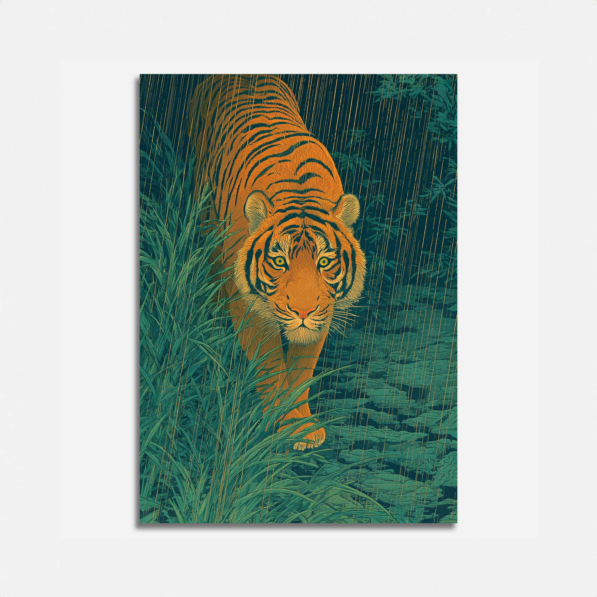 Tiger Stalking Through Jungle Poster