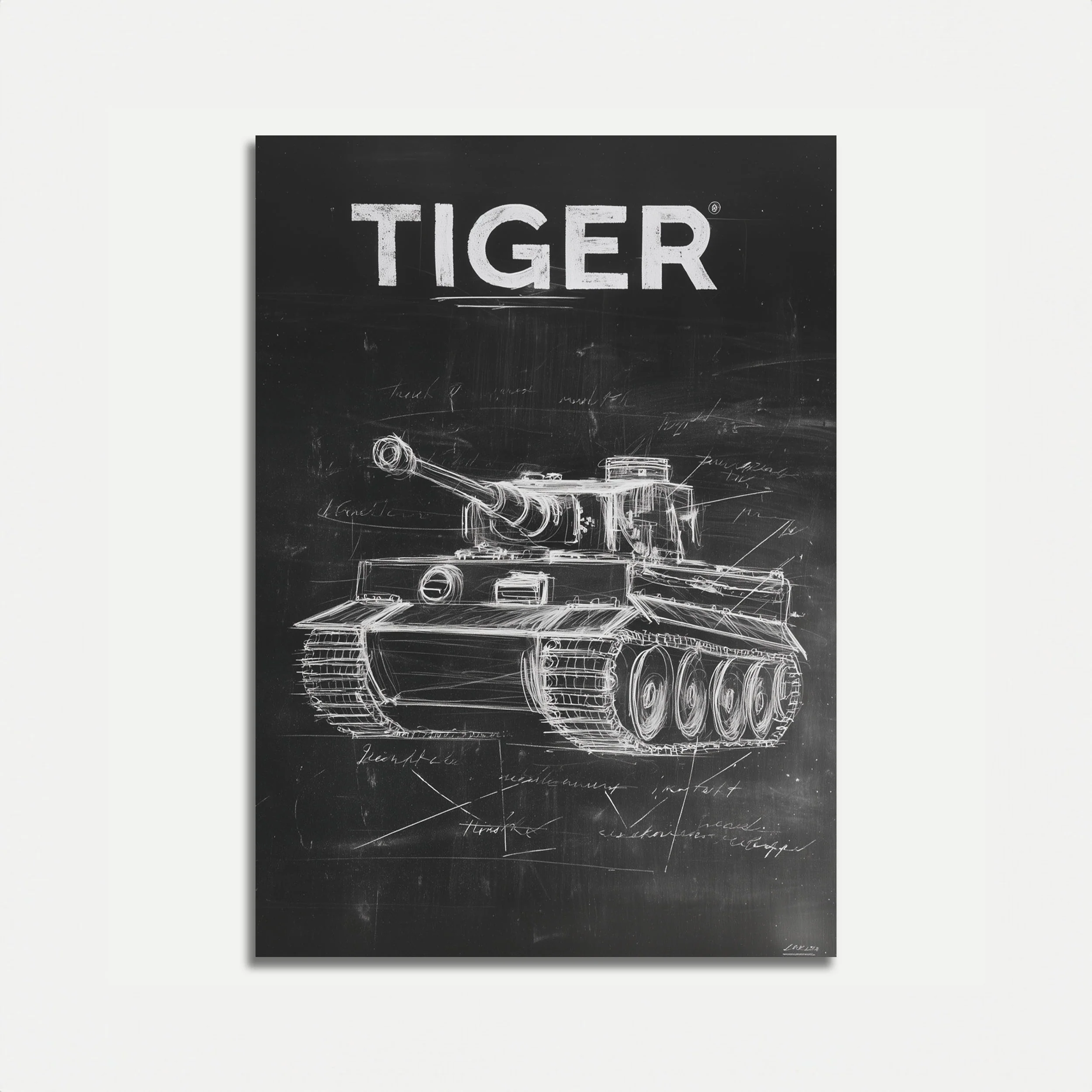 Tiger Tank Technical Blueprint Poster