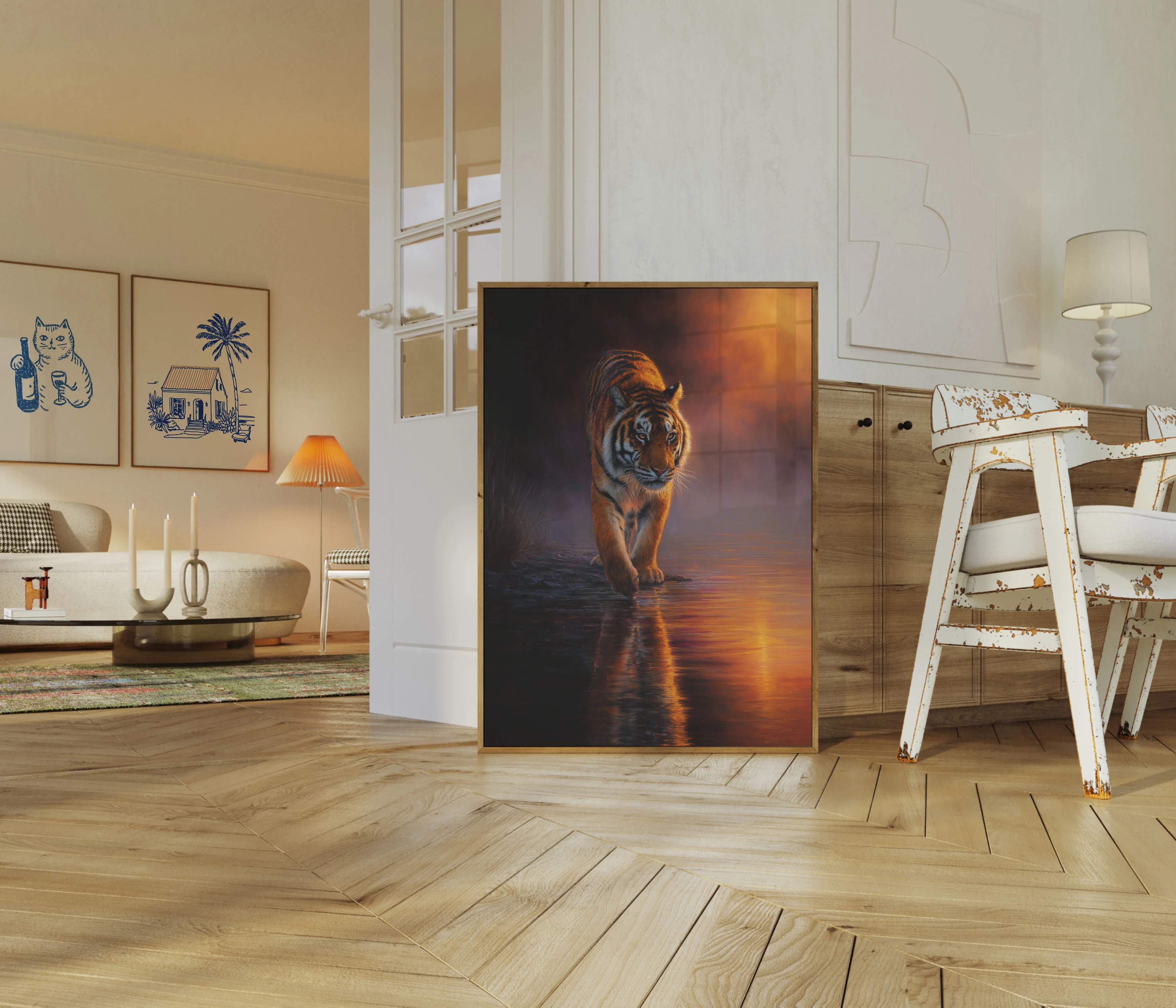 Tiger Wading at Golden Sunset Poster - Image 5