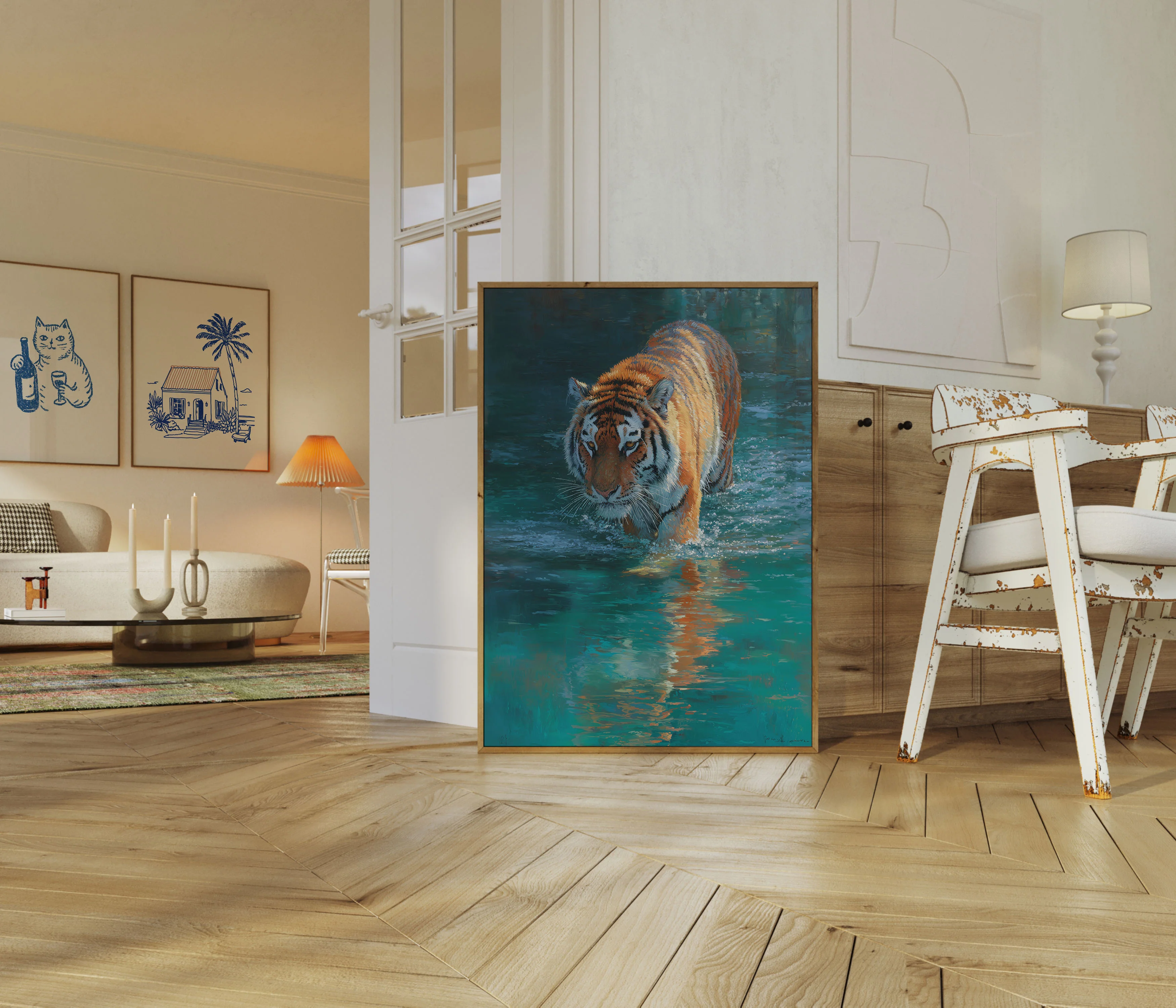 Tiger Wading Through Water Poster - Image 5