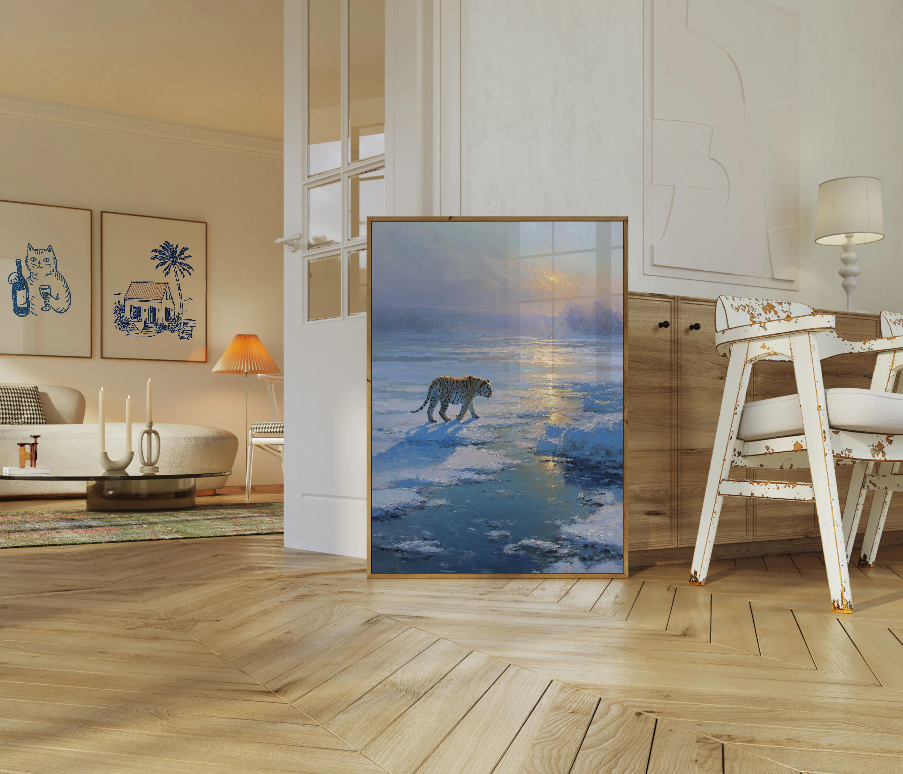 Tiger Walking on Frozen River Poster - Image 5