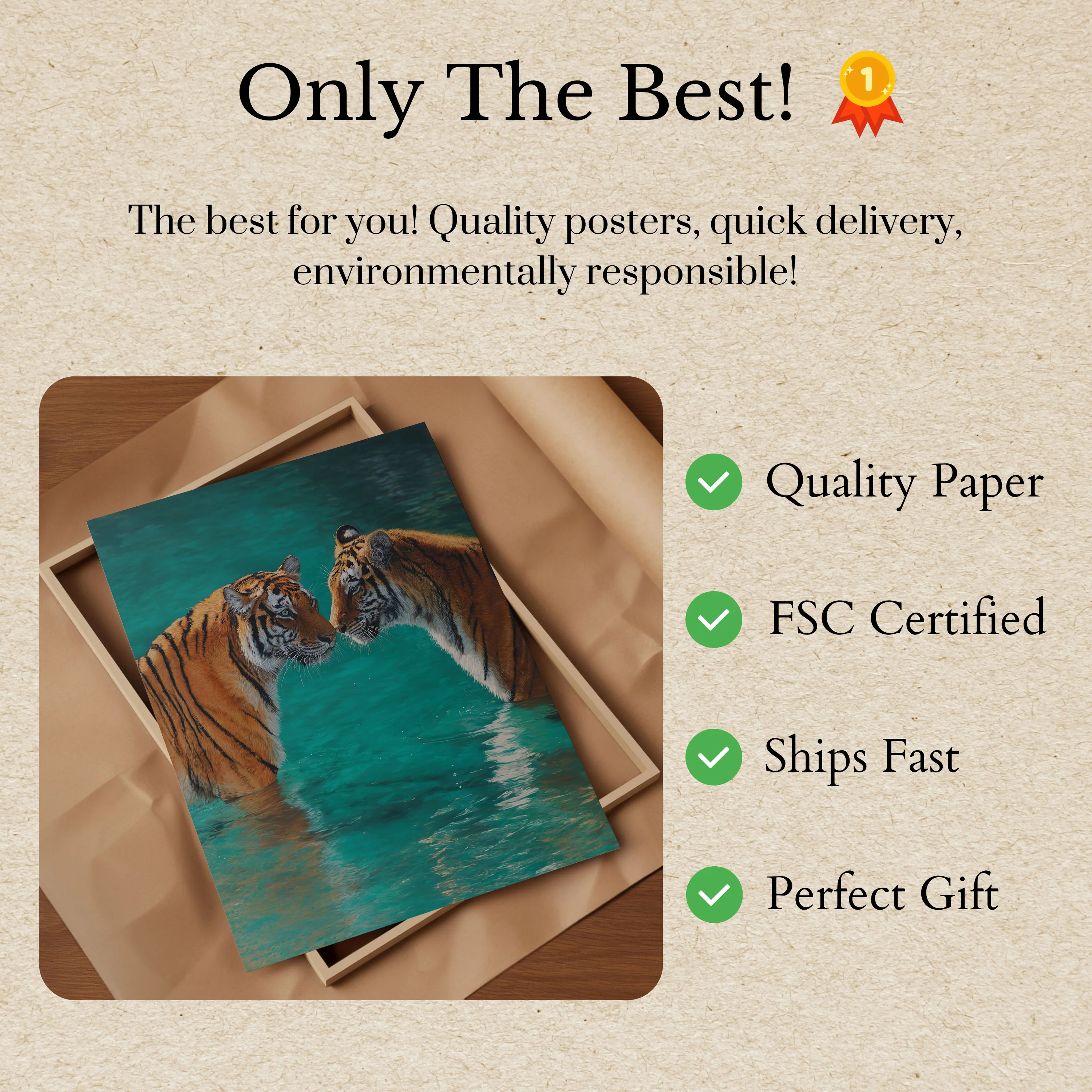 Tigers in Turquoise Waters Poster - Image 3
