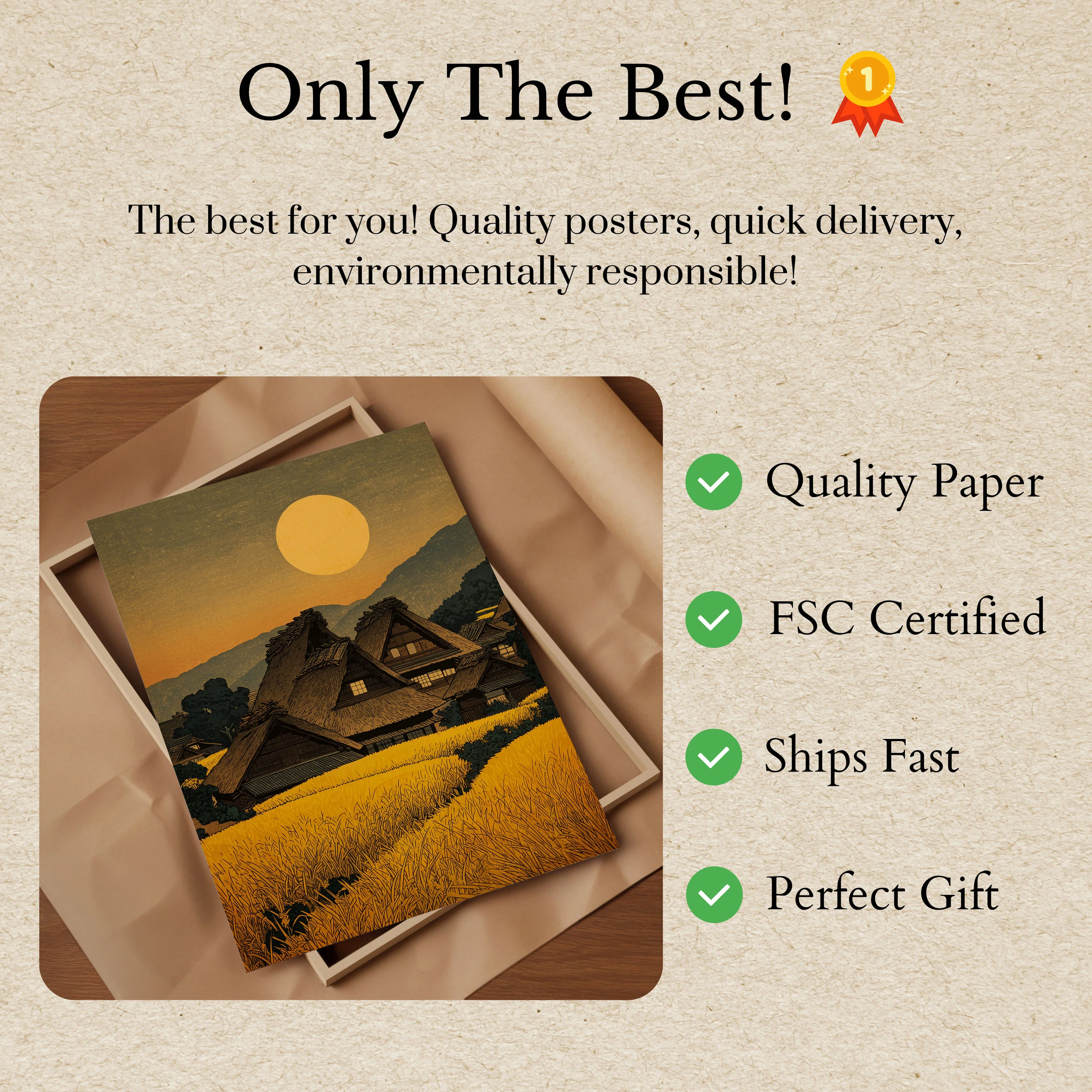 Traditional Japanese Village Sunset Poster - Image 3