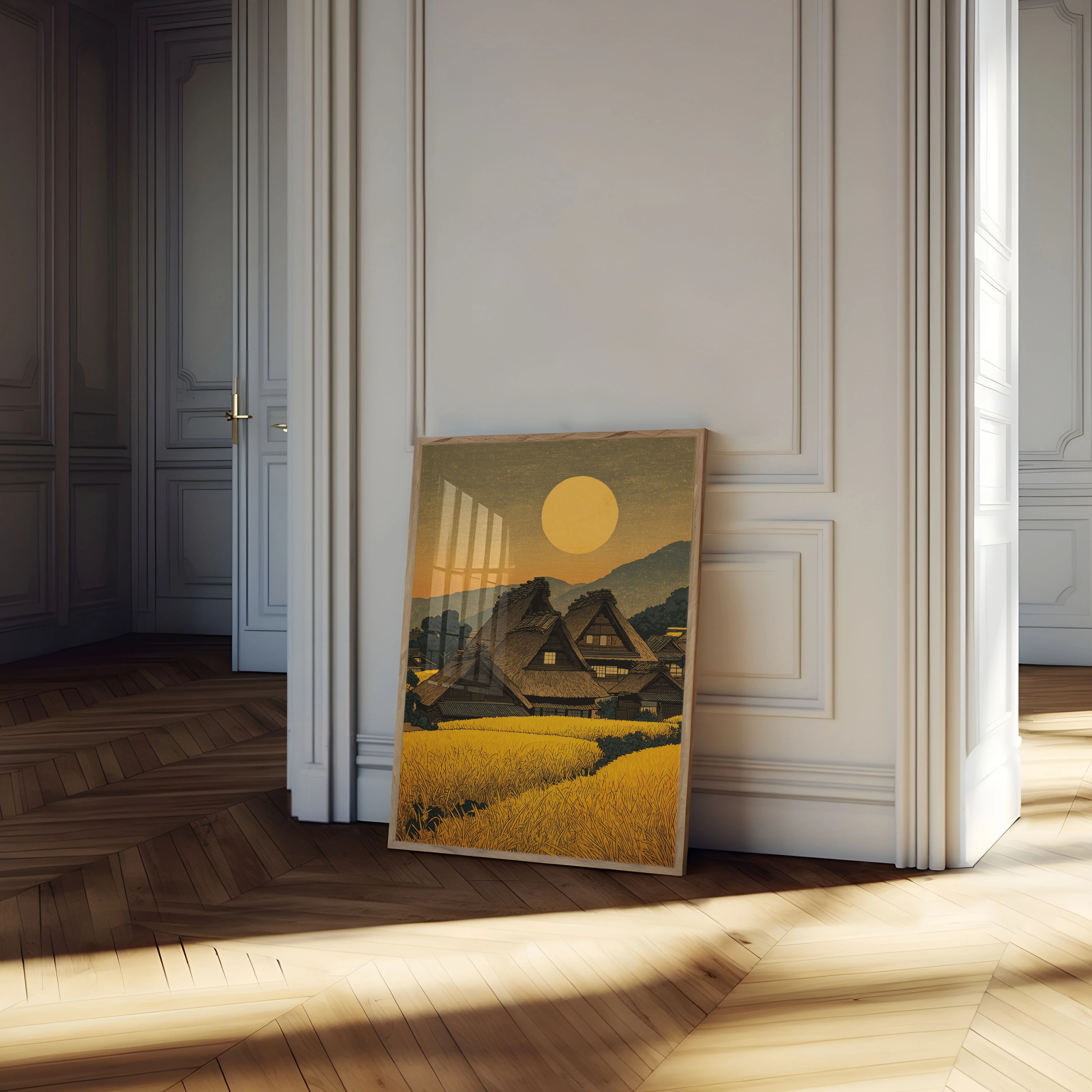 Traditional Japanese Village Sunset Poster - Image 4