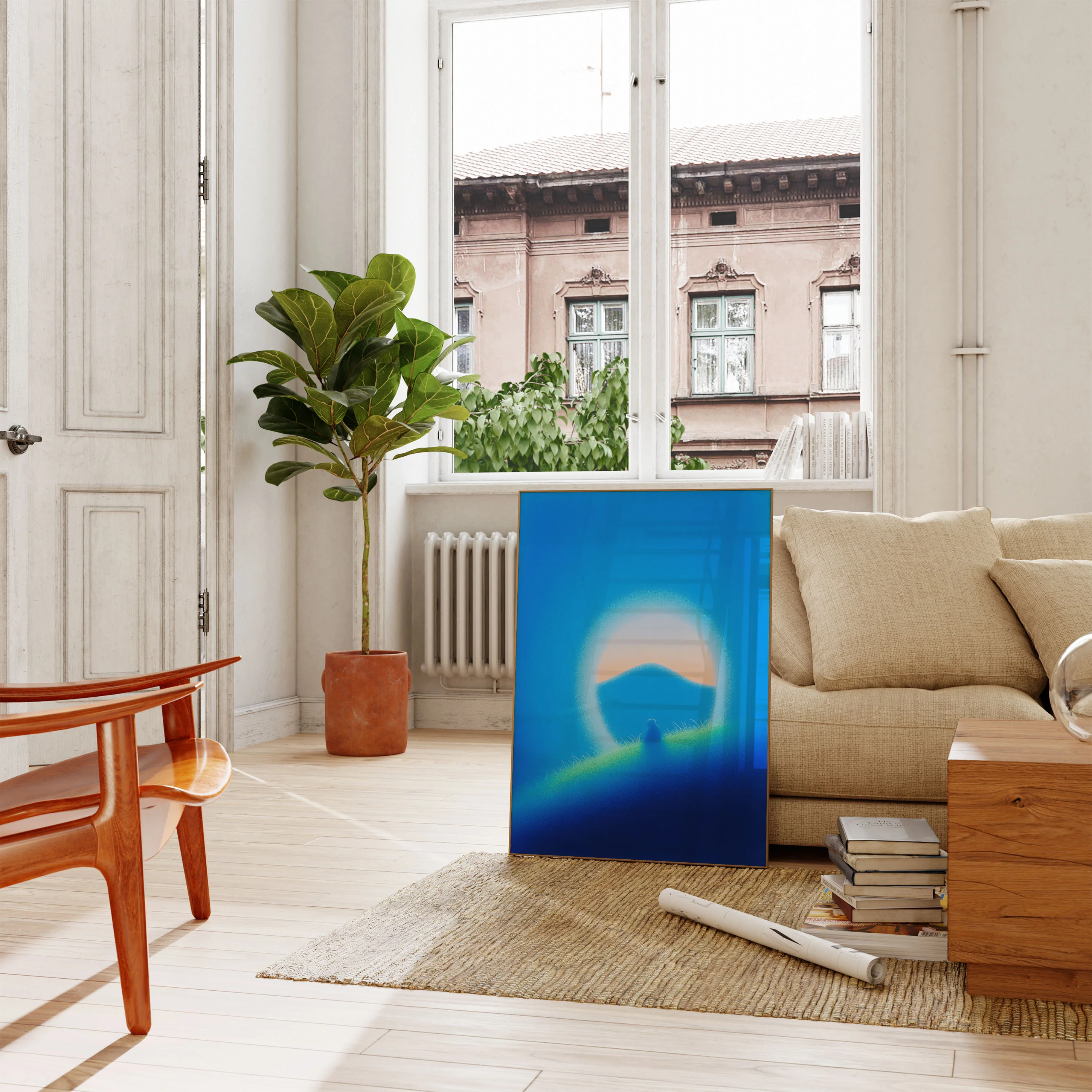 Tranquil Blue Mountain Sunrise Poster - Image 2