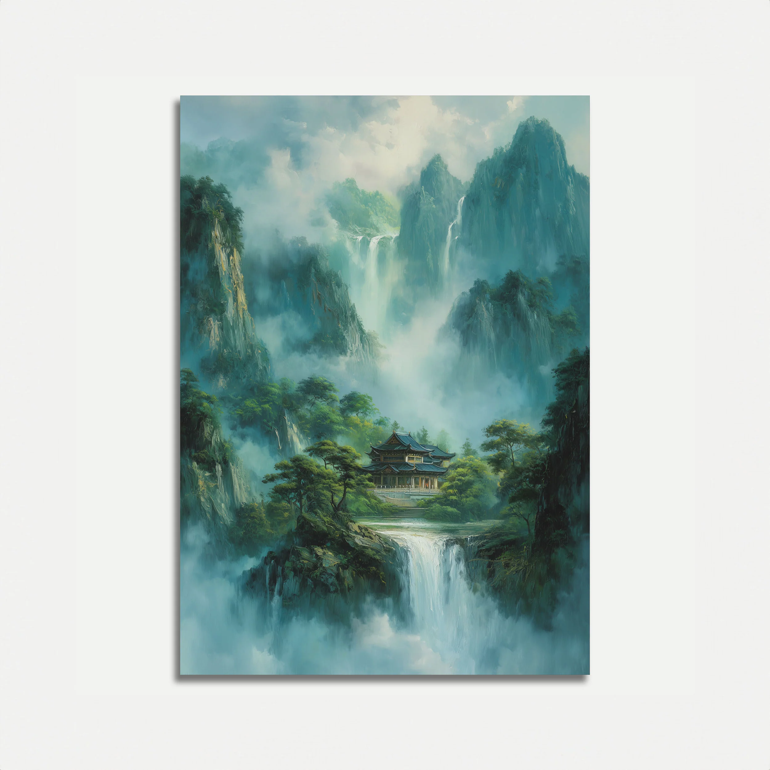 Tranquil Mountain Temple Poster