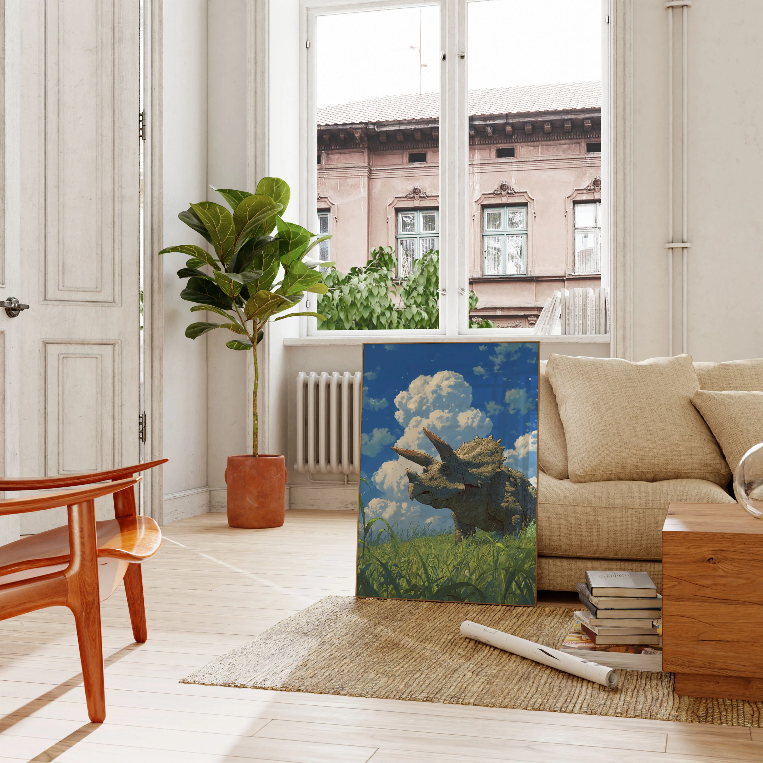 Triceratops in Dreamy Meadow Poster - Image 2