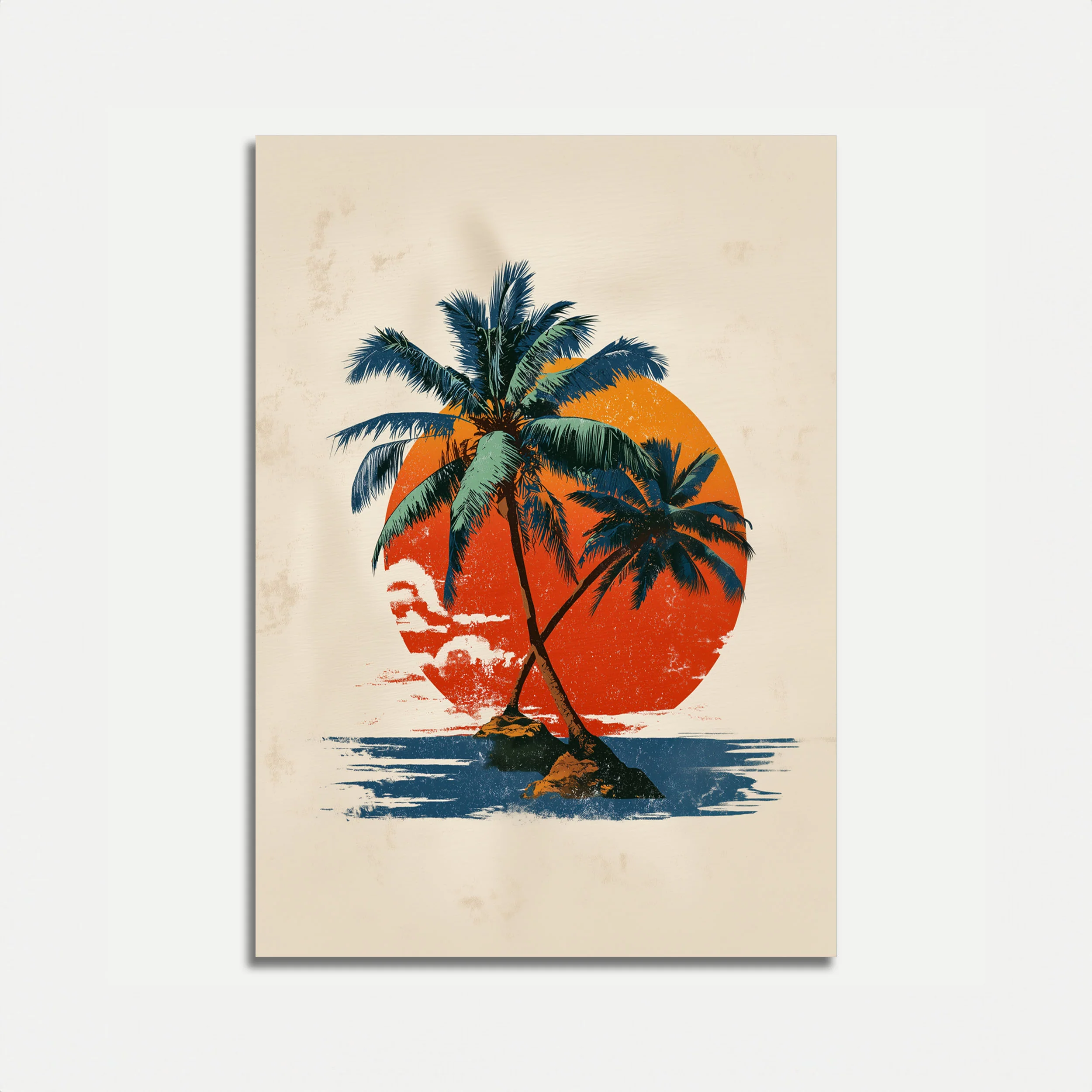Tropical Palm Sunset Beach Poster