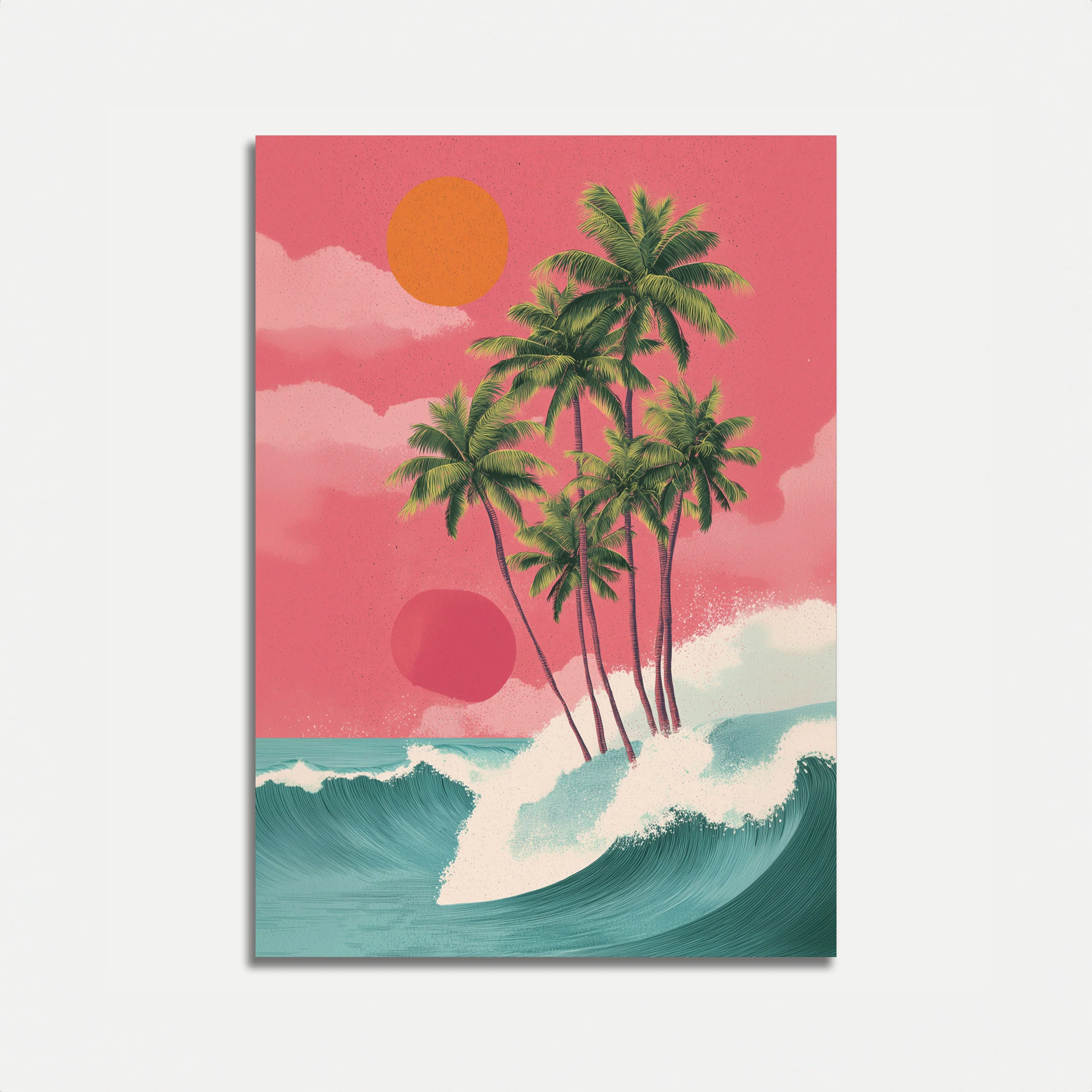 Tropical Sunset Surf Poster