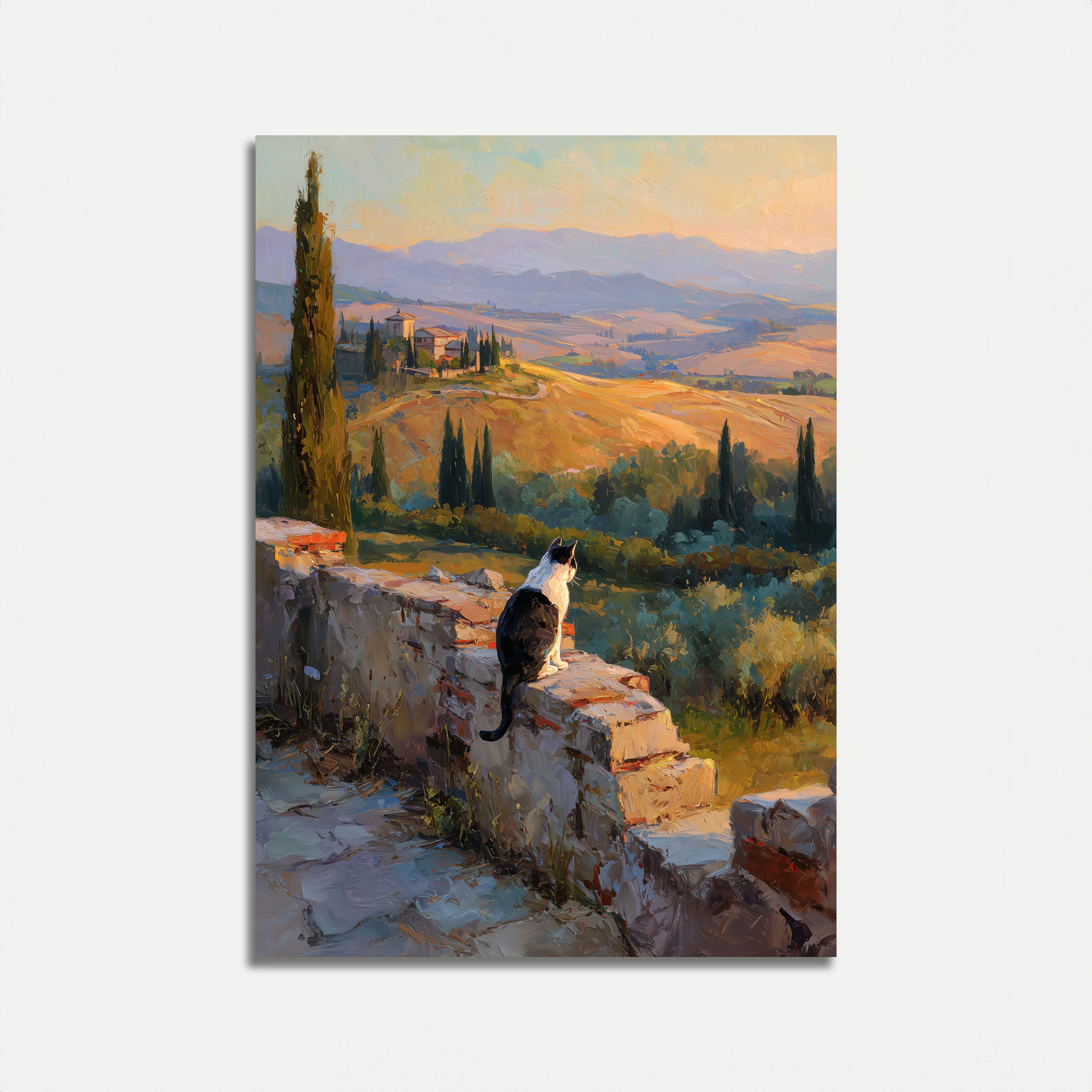 Tuscan Countryside Cat Poster