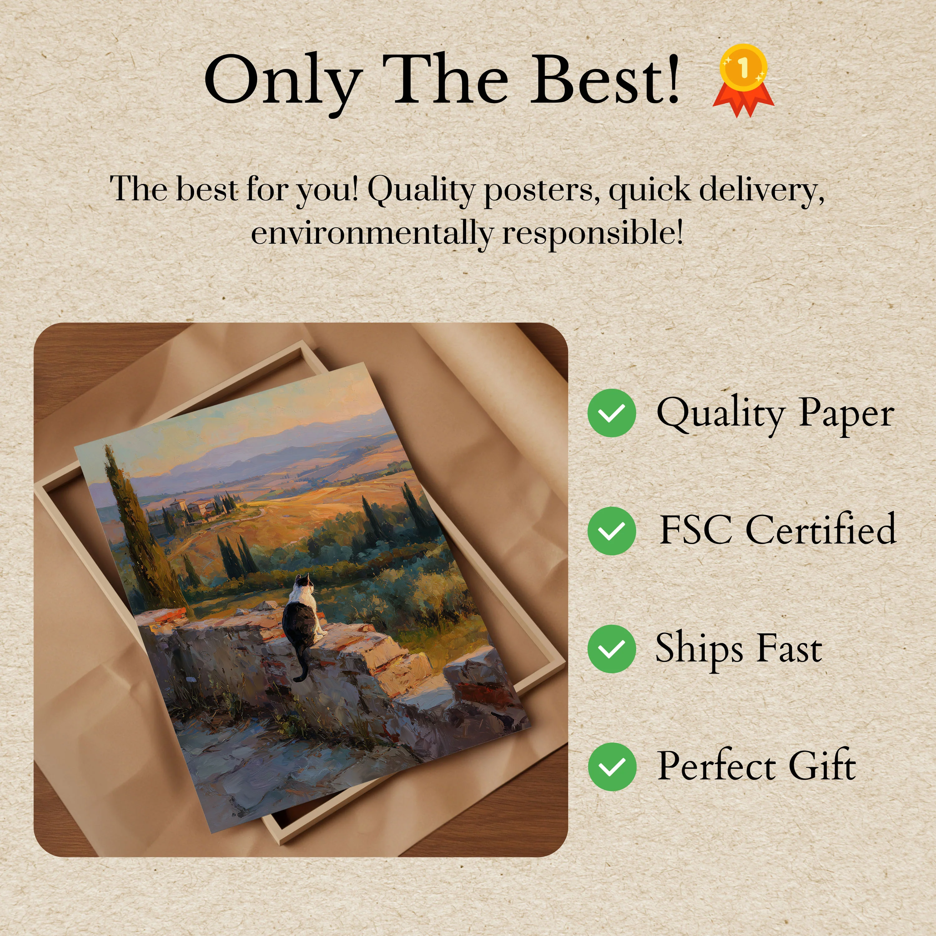 Tuscan Countryside Cat Poster - Image 3