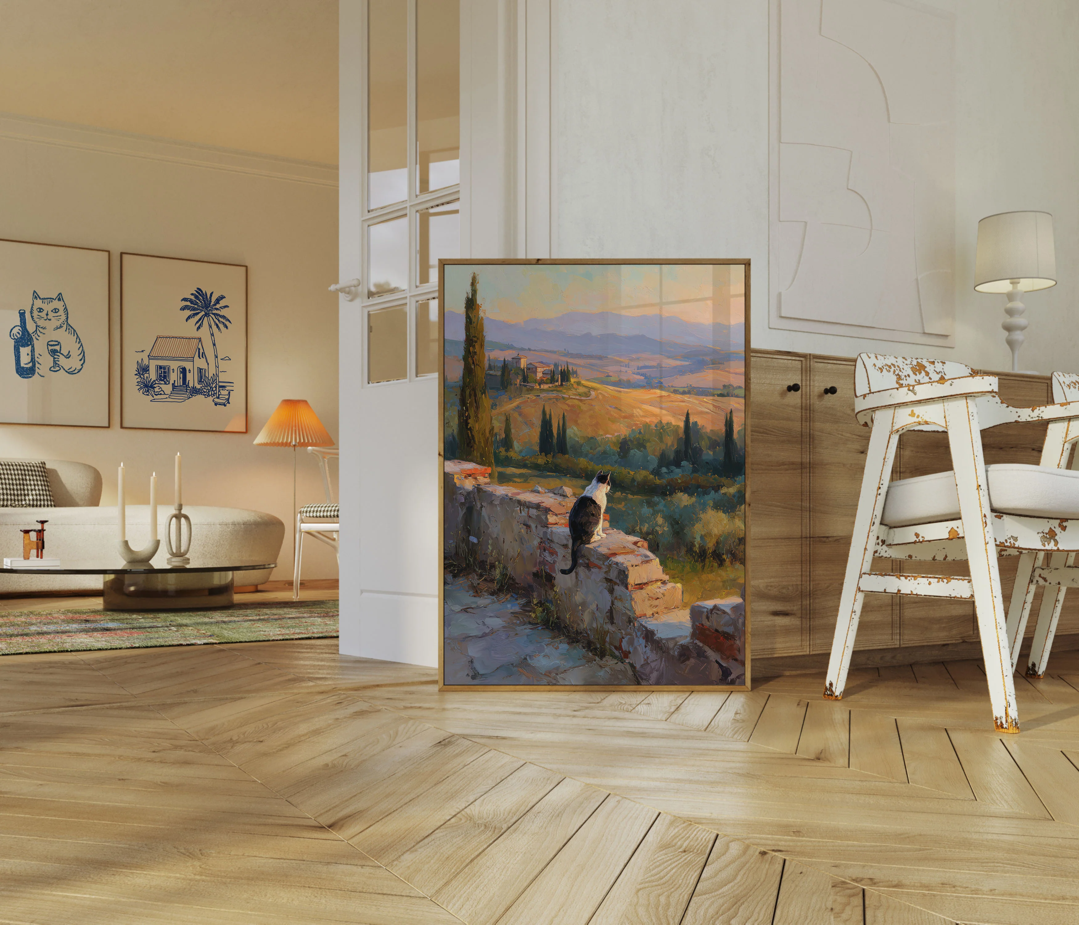 Tuscan Countryside Cat Poster - Image 5