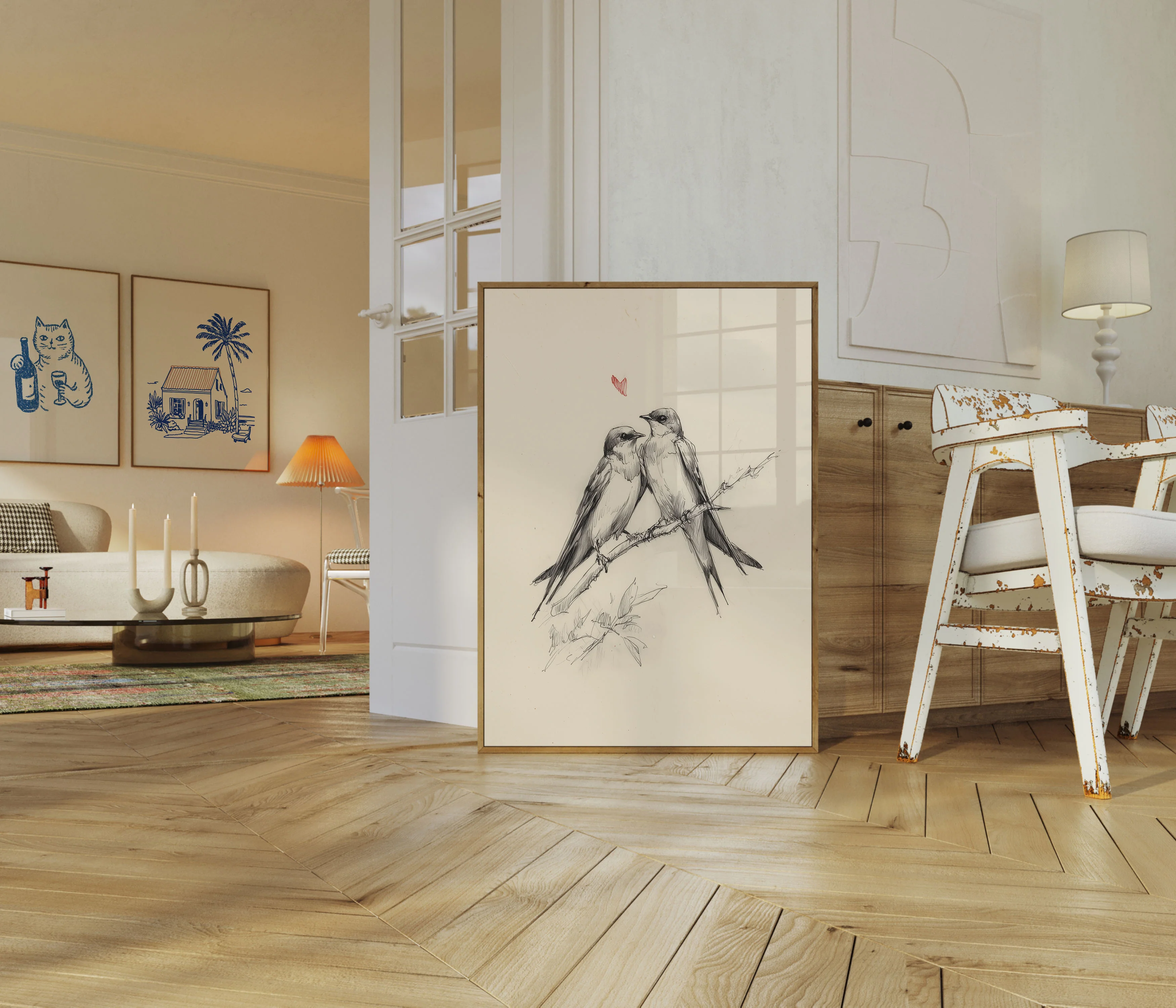 Two Birds on Branch Poster - Image 5