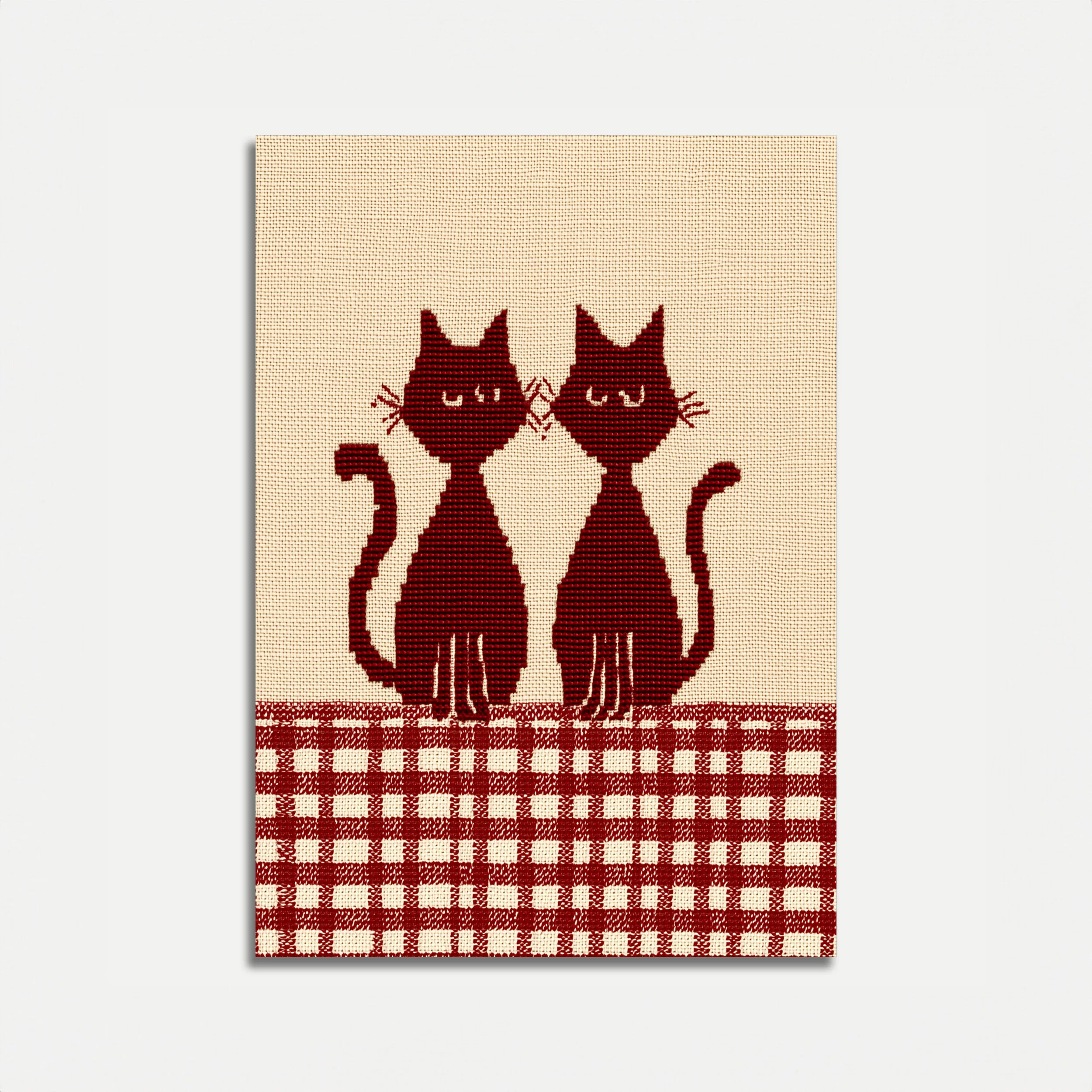 Two Cats on Checkered Floor Poster