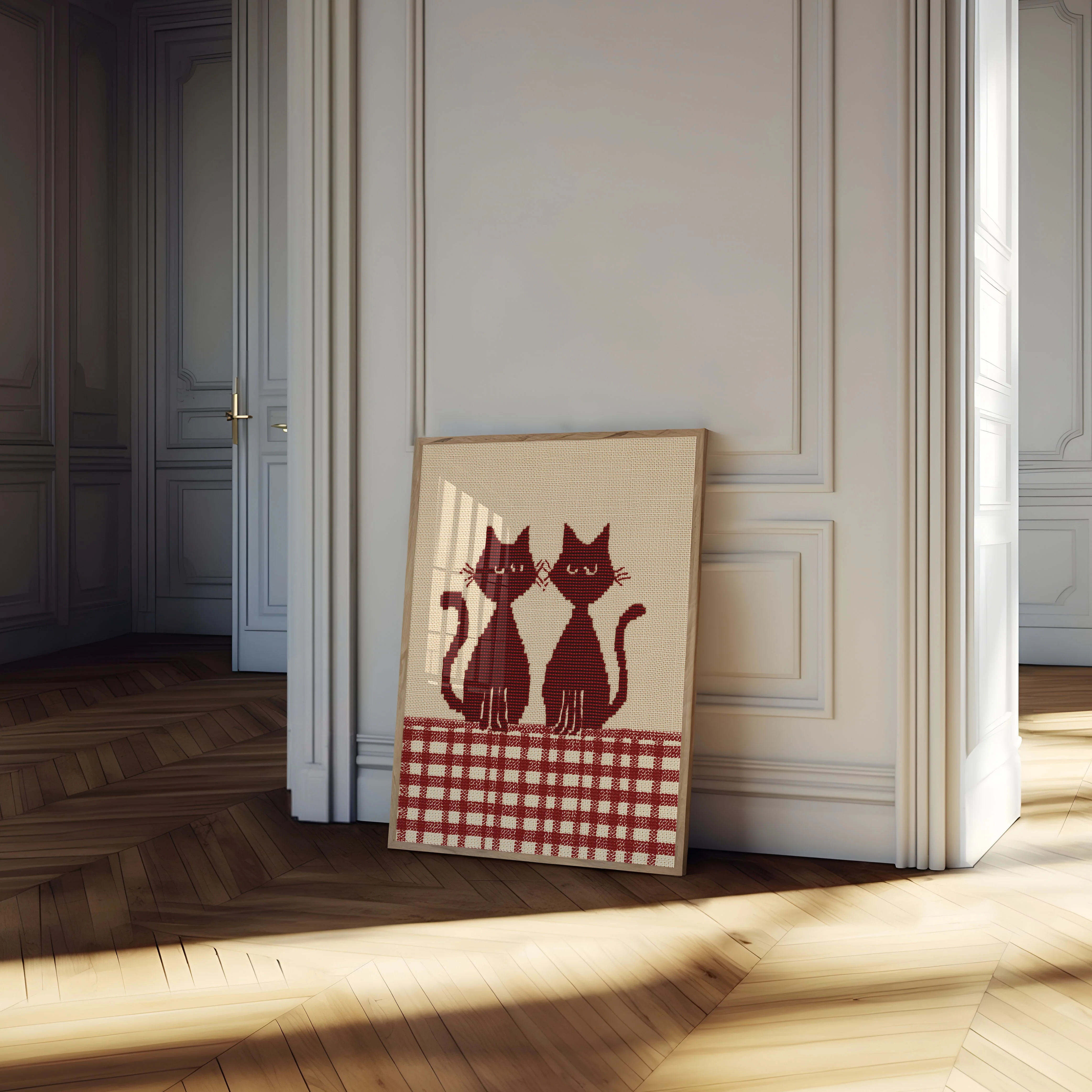 Two Cats on Checkered Floor Poster - Image 4