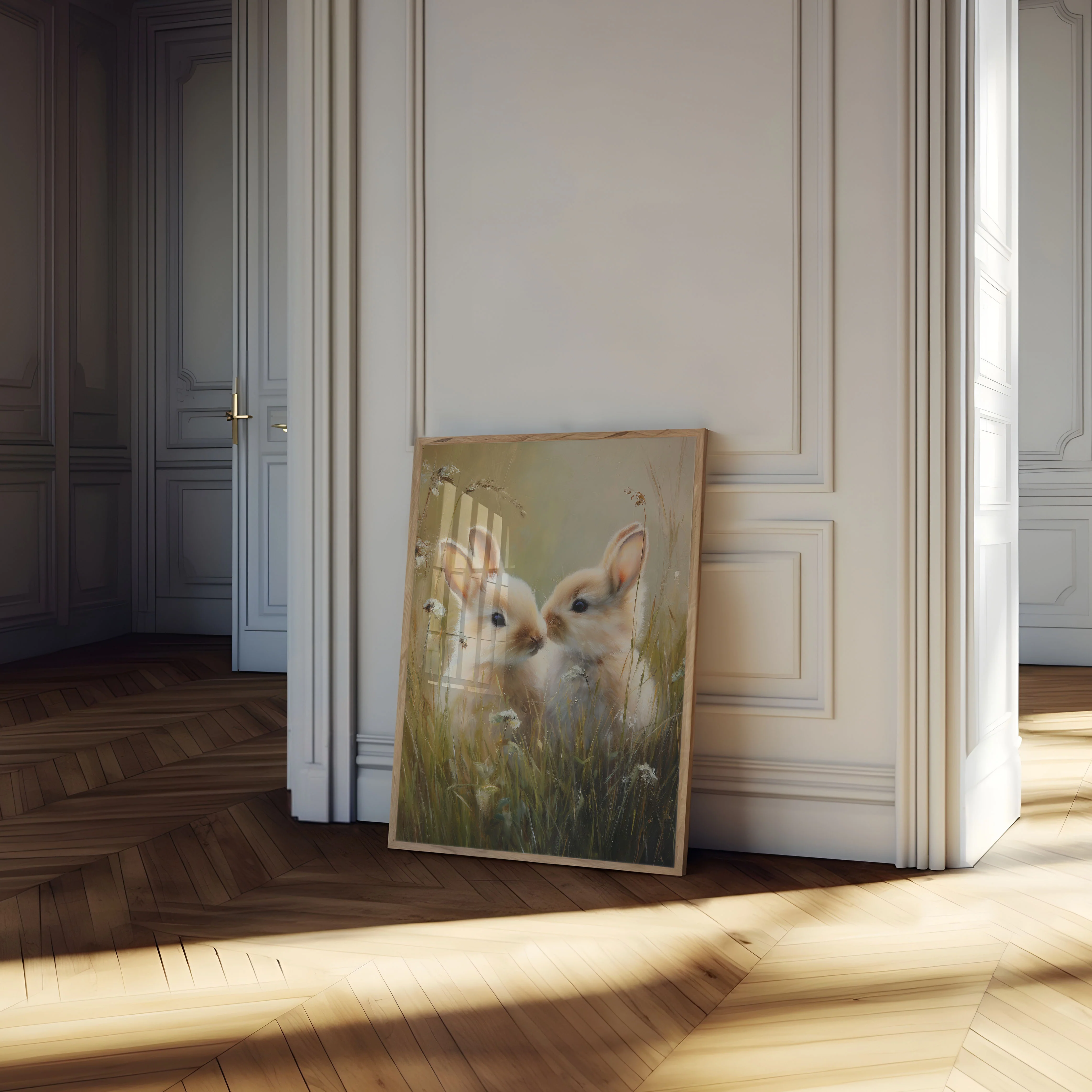 Two Rabbits in Meadow Poster - Image 4
