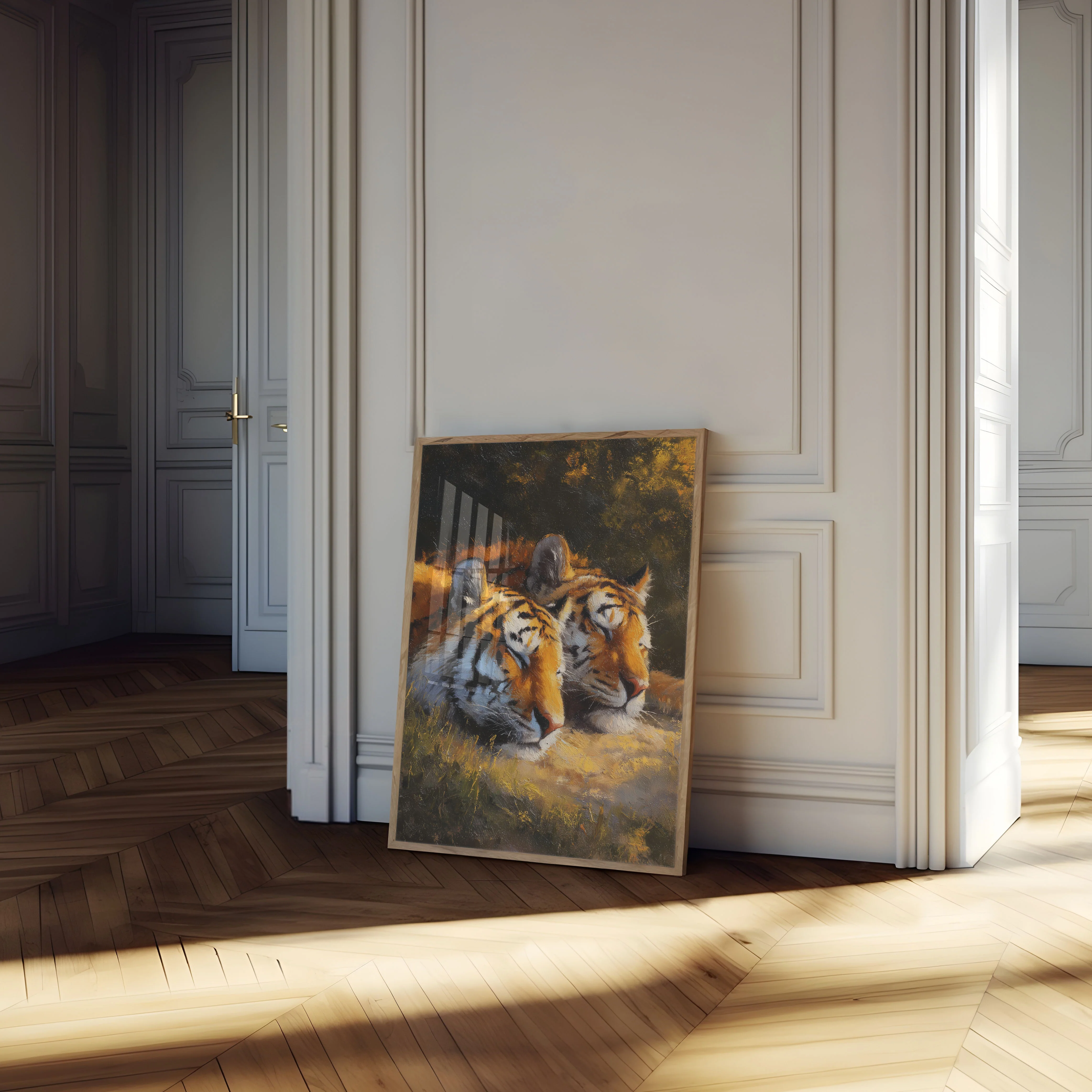 Two Tigers in Golden Light Poster - Image 4